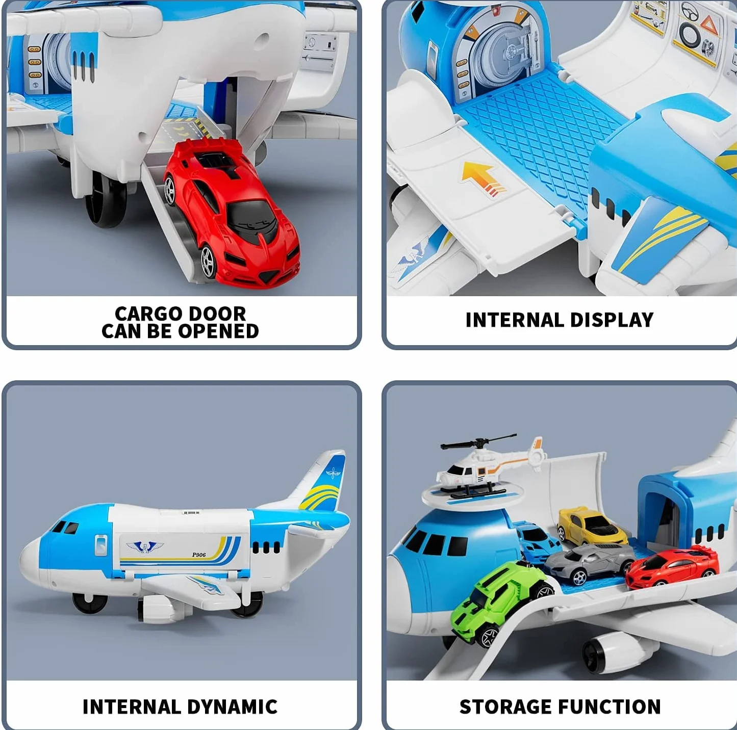 Avión de Transporte de Carga, Coches de Juguete, Regalo para Niños Mayores 3 Años