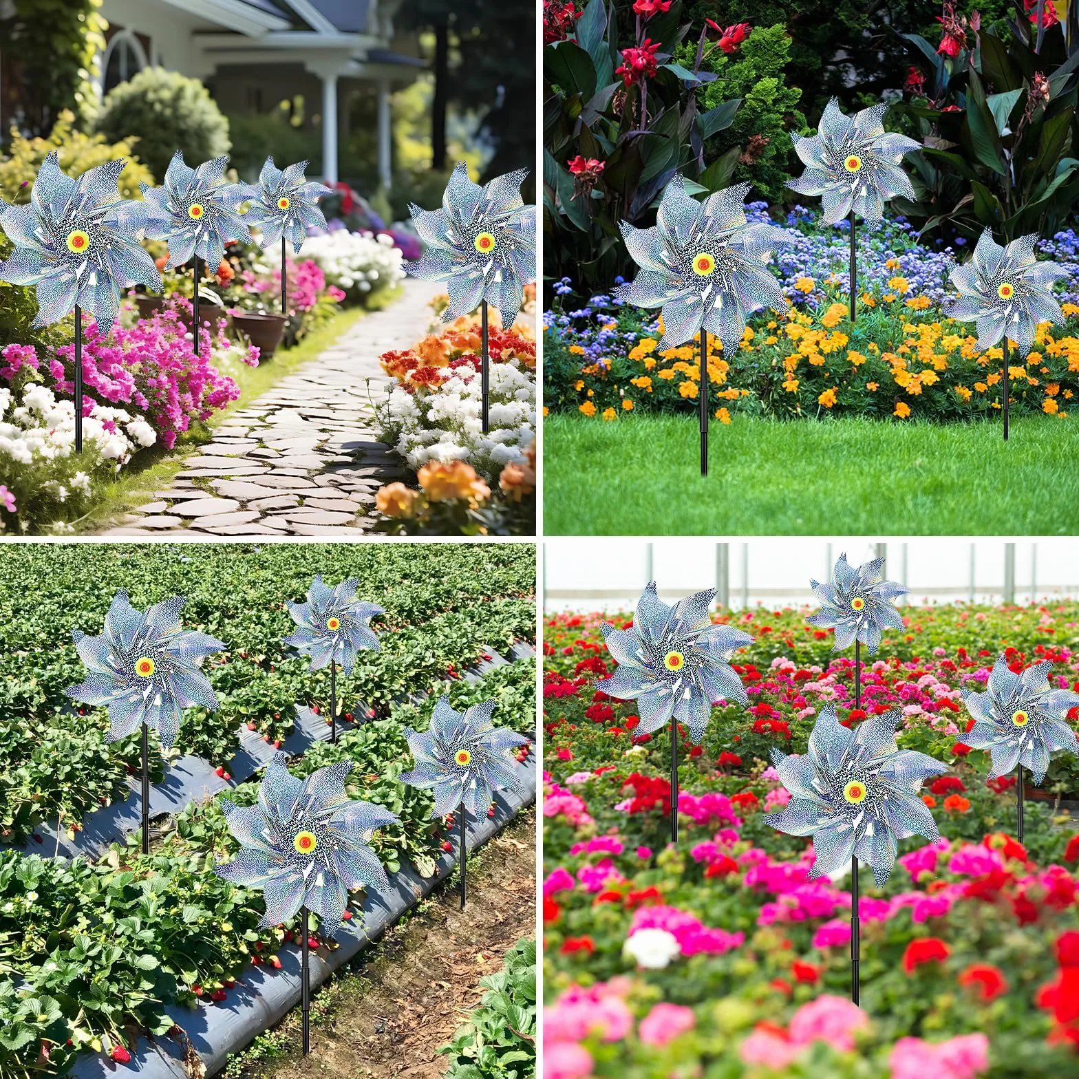 9PCS Molinos de Viento Reflectivos,Repelente de Aves,Molino de Viento Jardin,Repelente de Palomas, Pajaros.Se Utiliza para Proteger Jardines,Granja.