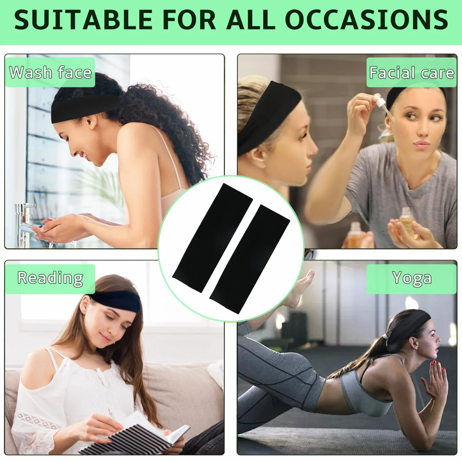 Diadema Elástica Antideslizante Absorbente Sudo para Yoga Deportivo Mujer Hombre