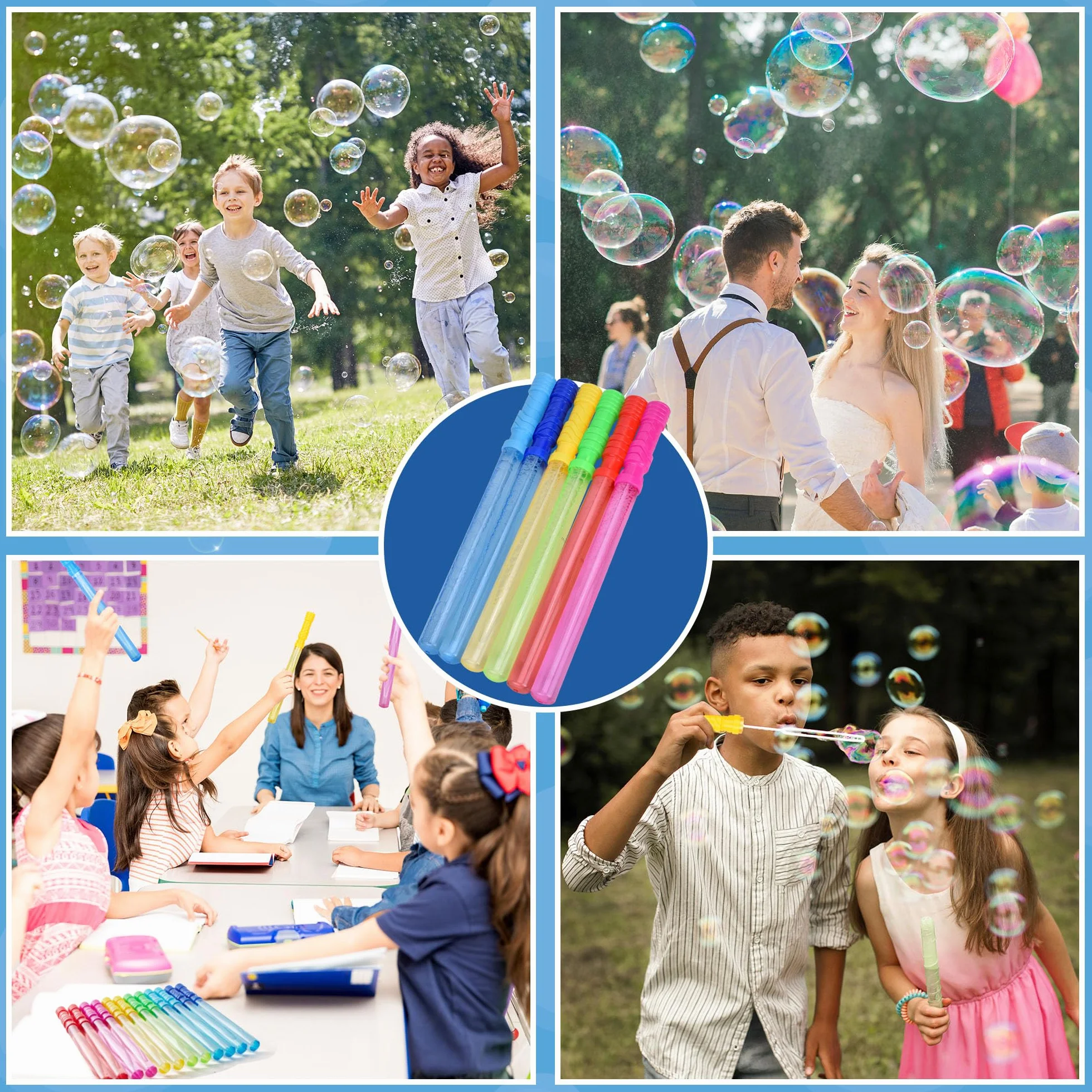 JOYIN Pomperos 12 PCS Pompas de Jabón Para Niños Burbuja Varitas Cumpleaños Bodas Exteriores Juguetes