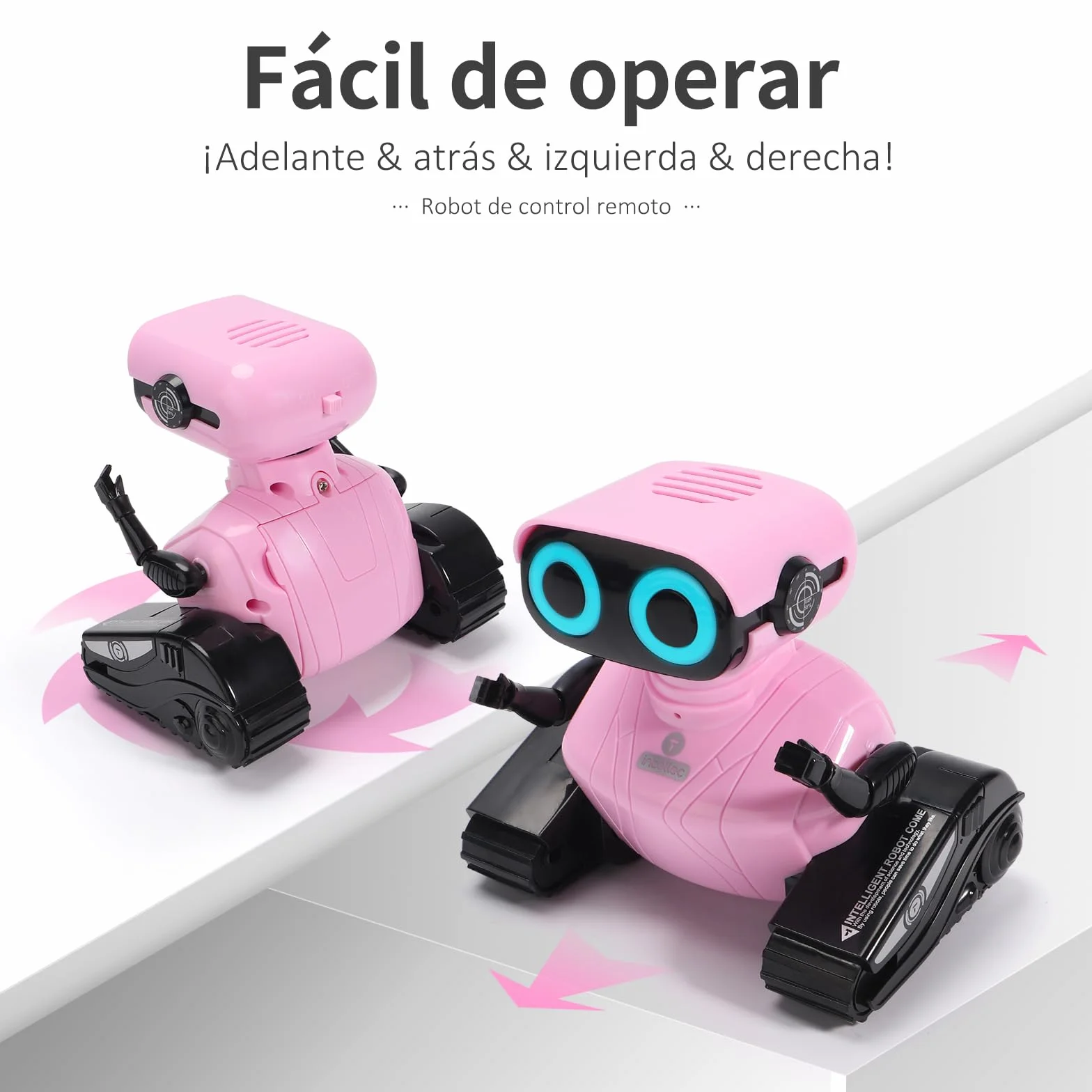 GILOBABY Robot Juguete, Control Remoto de 2,4 GHz Robots para Niños con Ojos LED, Brazos Flexibles, Sonido y Baile, Juego Educativo Regalo de Cumpleaños para Niños y Niñas más de 3 años (Rosa)