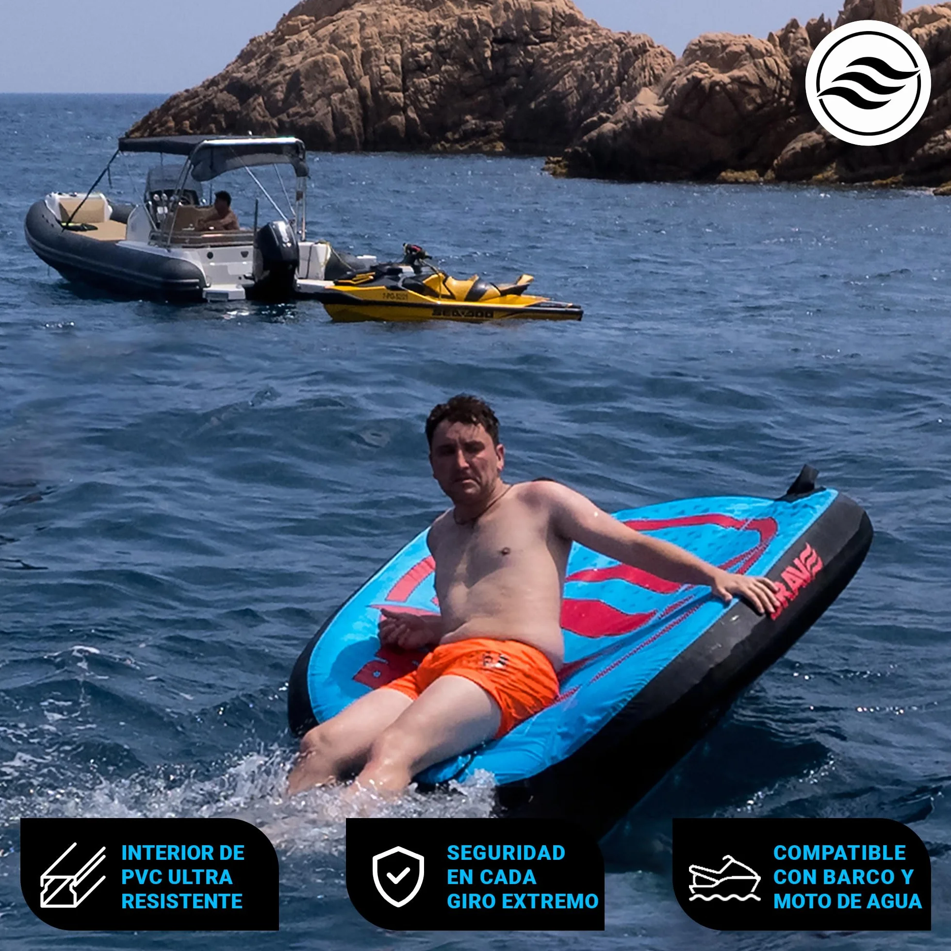 BRAVE SPORTS Flotador de Arrastre Inflable para Deportes Acuáticos - Tubo Remolcable Resistente