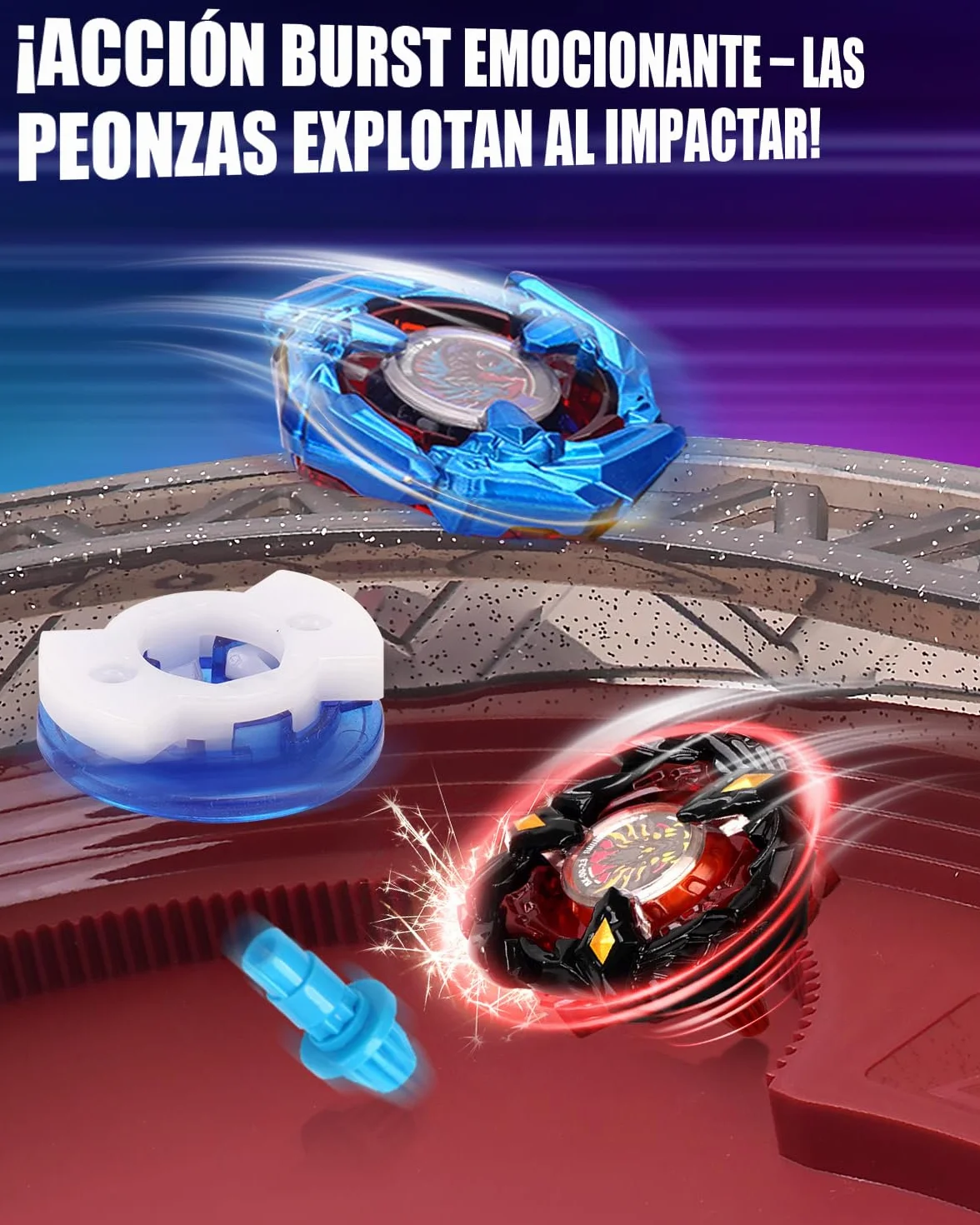 Kit de Inicio X Stadium – con 6 X Tops, 2 Lanzadores & Arena. Set de Batalla Competitiva para Niños Desde 6 años
