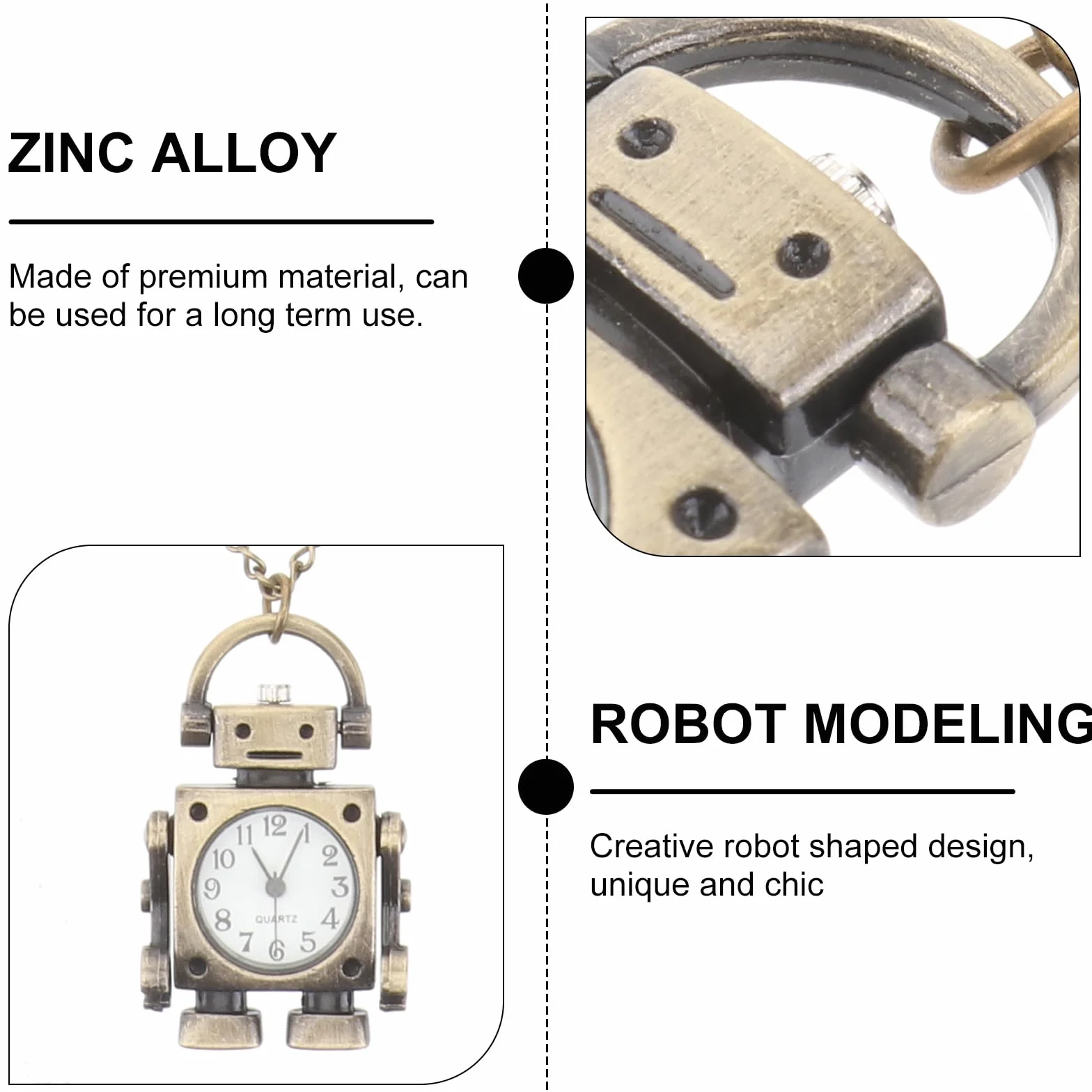 Reloj De Bolsillo Robot Vintage con Llavero Y Cadena