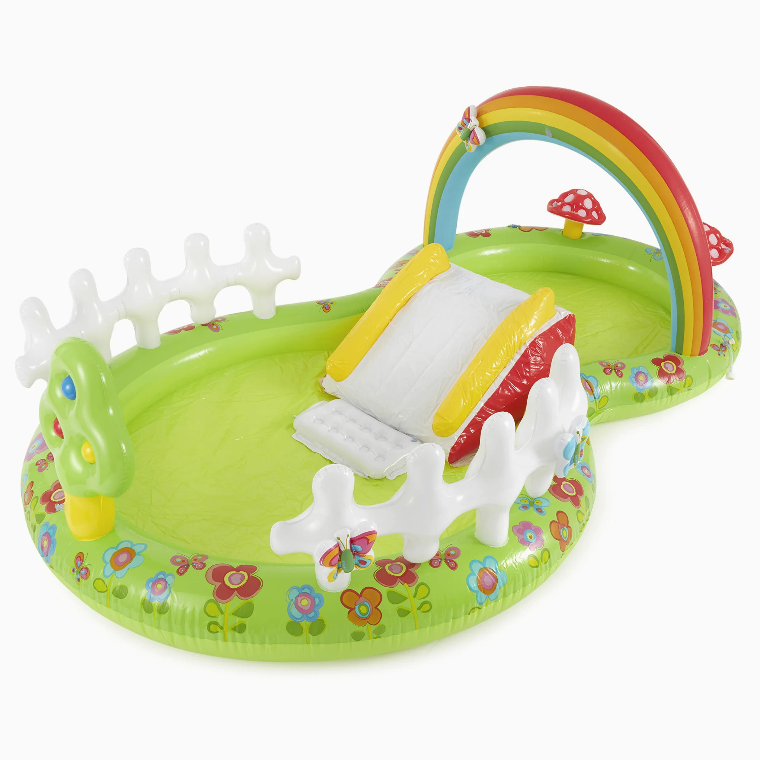 INTEX Piscina Inflable de jardín para niños: Piscina Inflable para niños con rociador de Agua y tobogán – Almohadilla para Salpicaduras – 114 x 71 x 41 Pulgadas – A Partir de 3 años