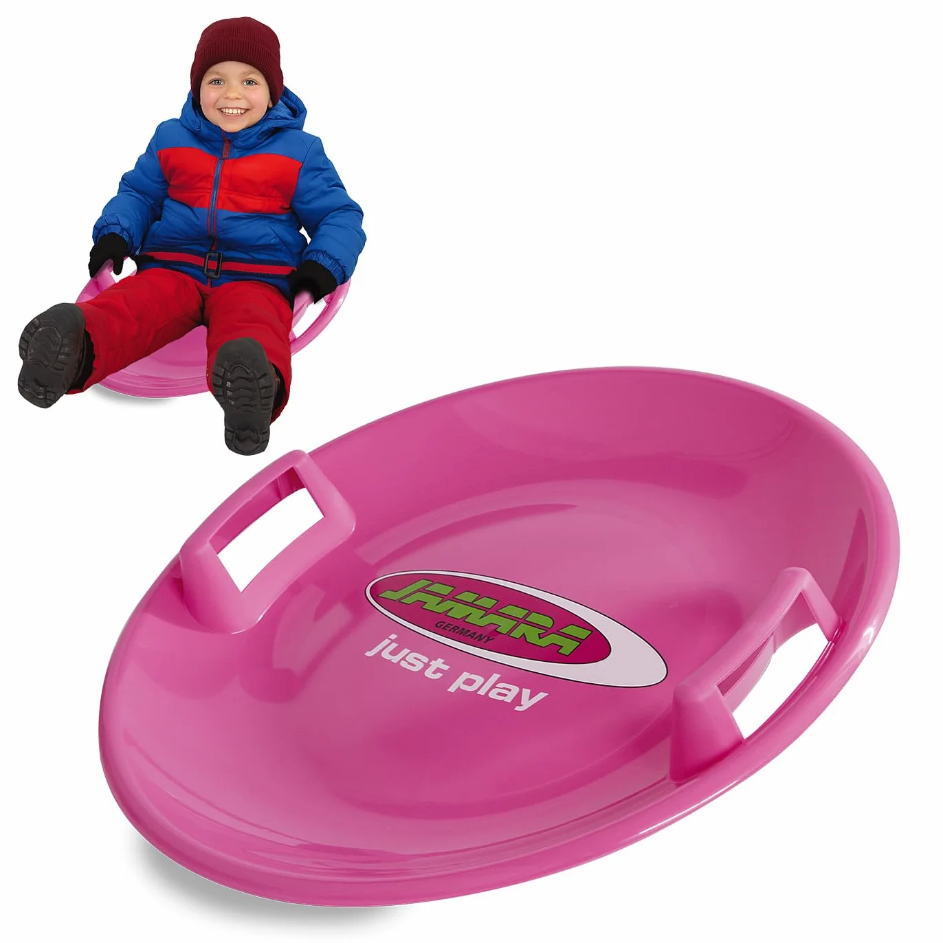 JAMARA - Snow Play Rutschteller 60cm-Haltegriffe an beiden Seiten, langlebiger, robuster Kunststoffkörper, Leichtgewicht mit Nur 555 g