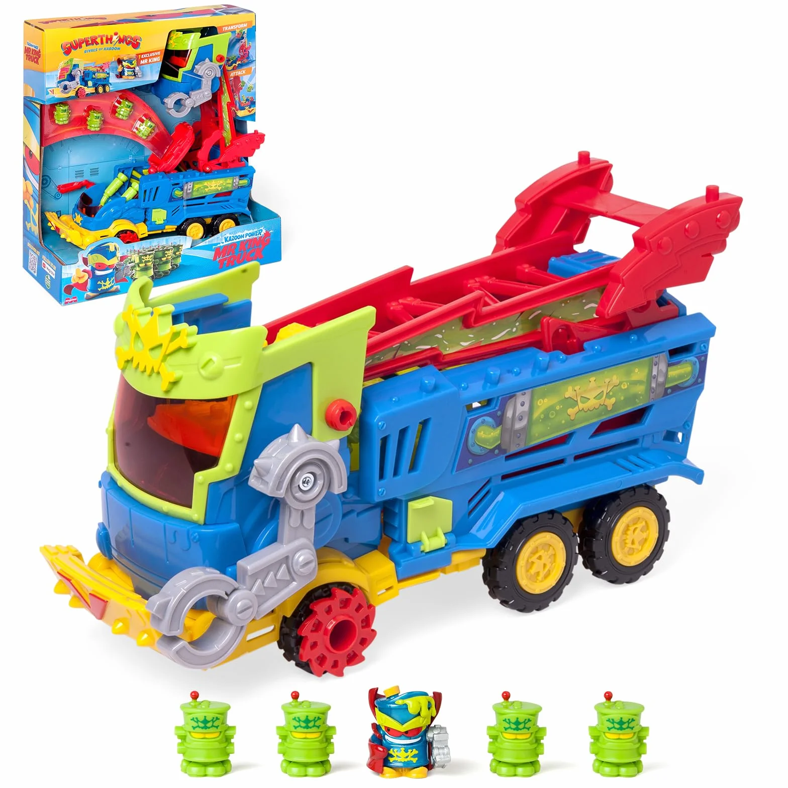 SUPERTHINGS KAZOOM Power Mr. King Truck Camión Serie TV con Vehículo Figura Exclusiva Robotoxics