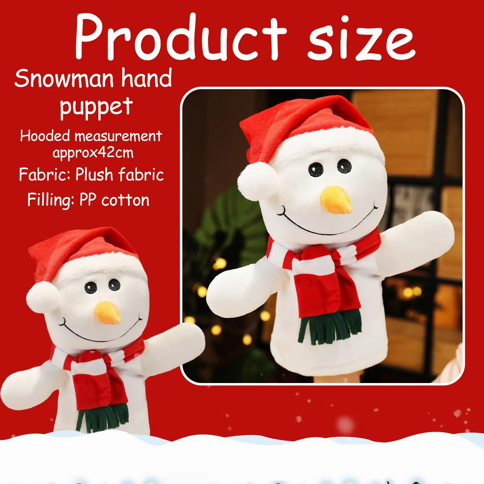 Marioneta De Mano De Navidad,Biluer 1PCS Dibujos Animados Papá Noel Marioneta de Mano 30CM Marioneta de Peluche de Navidad Niños Adecuado para Contar Historias y Juegos de rol