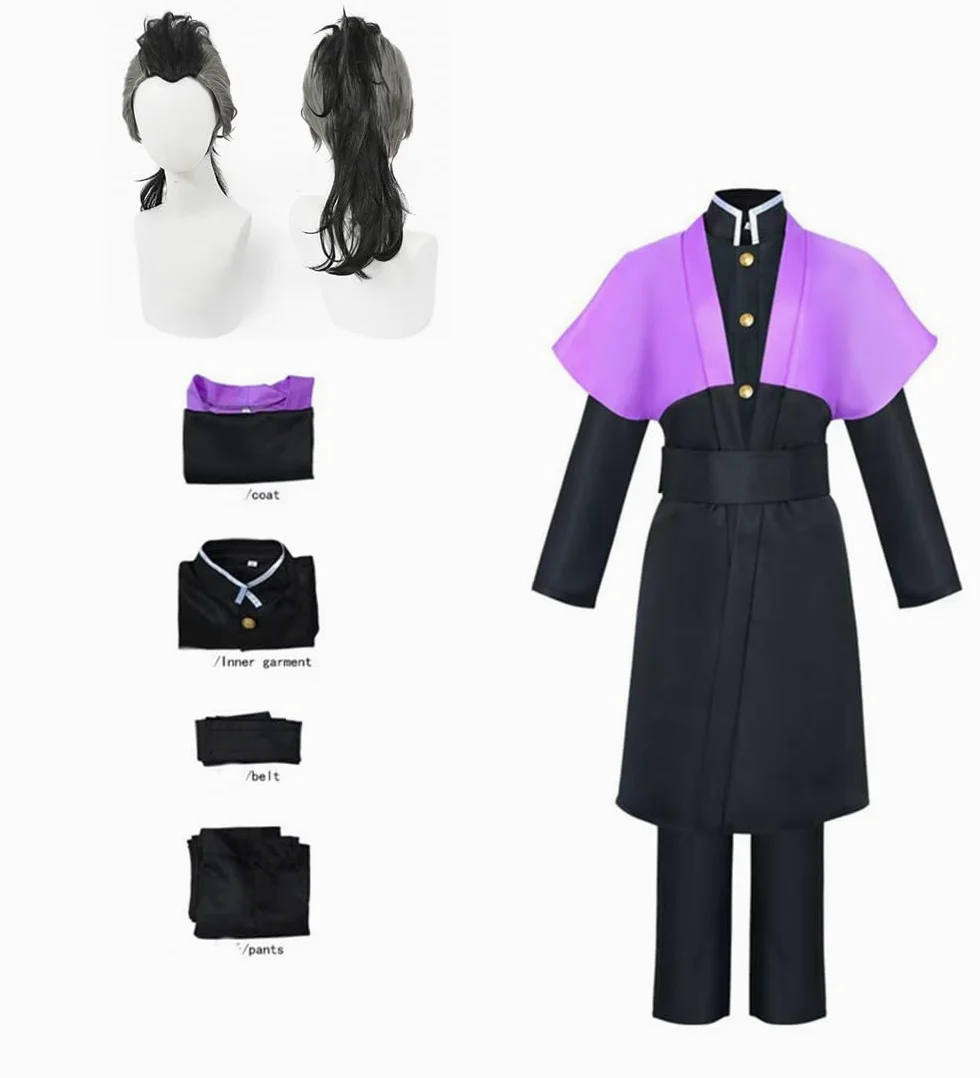 Disfraz de anime para hombre, talla de EE. UU., traje de fiesta morado