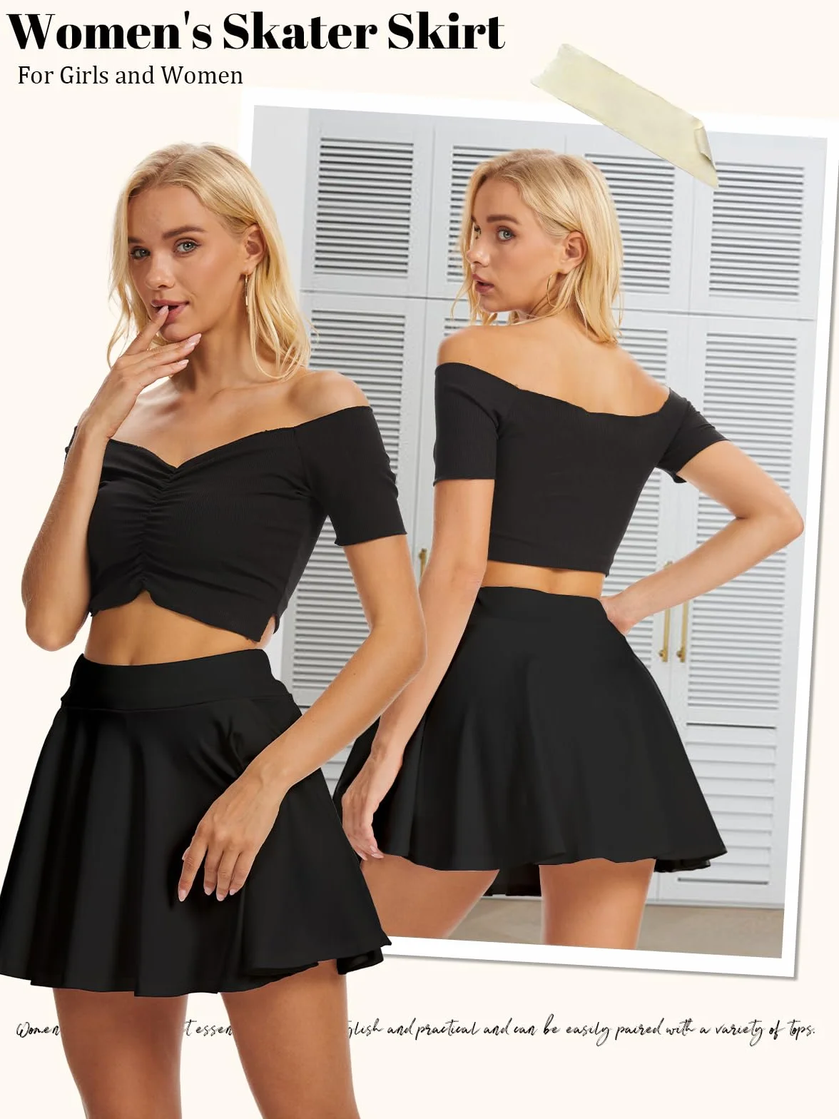 Falda Patinadora para Mujer Cintura Alta Elástica Bolsillos Minifalda de Tenis XS-XXL