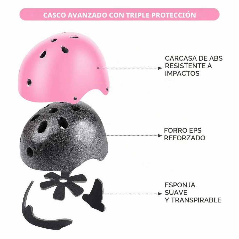 Wayin Casco y Rodilleras para Niños Bicicleta Monopatín Patinete