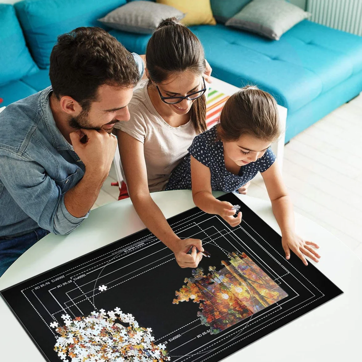 Tapete Puzzle 2000 Piezas,Tapiz Puzzle Enrollable,80 * 120CM para 1000 1500 2000 Piezas,con 4 Clasificadores