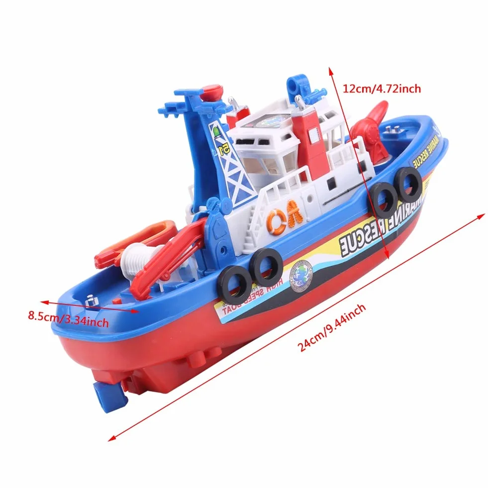 Barco de Juguete para Niños, Barco Rociador de Agua con Sonido y Luz de Flash para Diversión, Plástico Rojo/