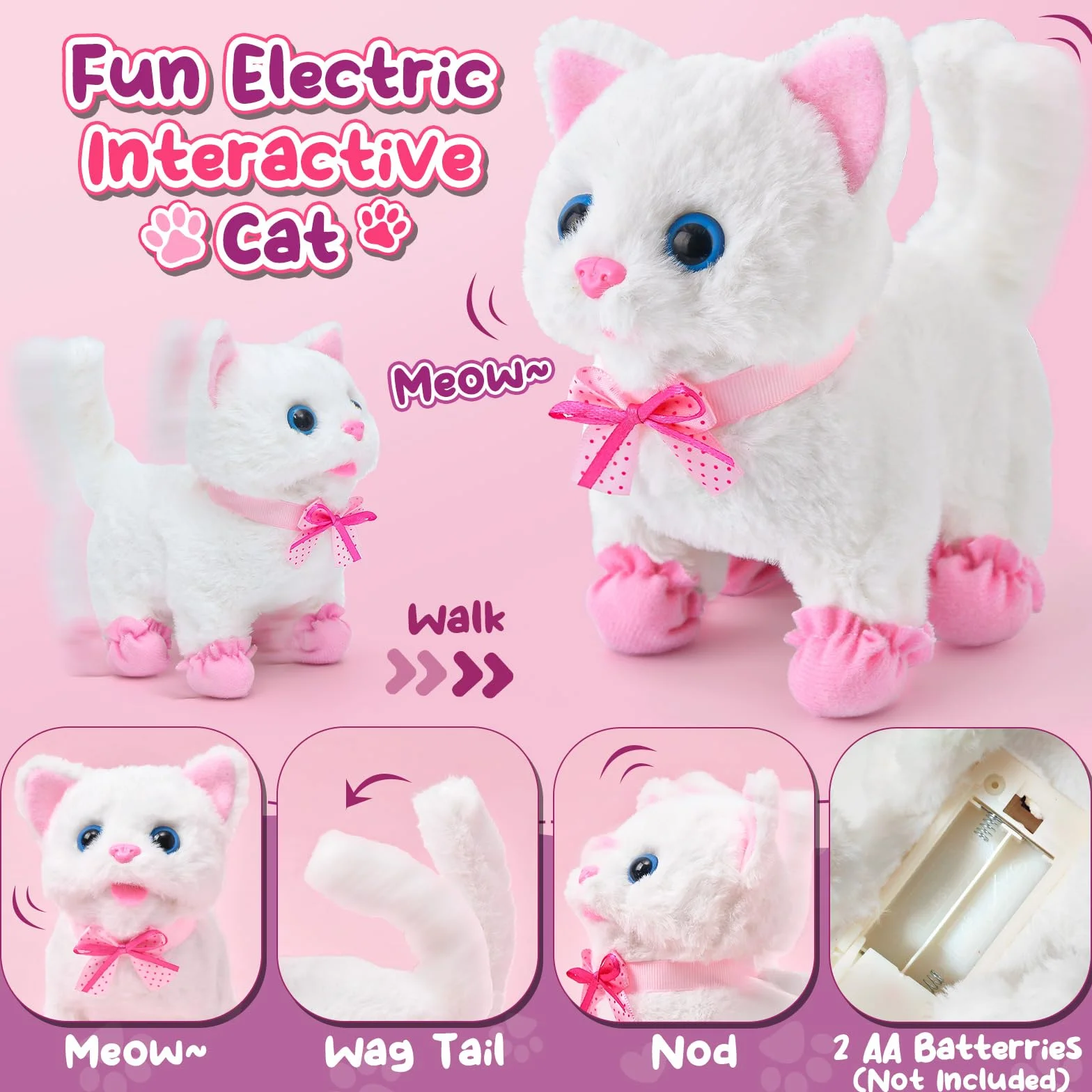 Tacobear Juguete Electrónico para Gatos Peluche Interactivo Juguetes para Bebés Que Ladran y Mueven la Cola Regalos para Niñas de 3 4 5 6 Años Juguetes para Niñas de 3 4 5 6 Años