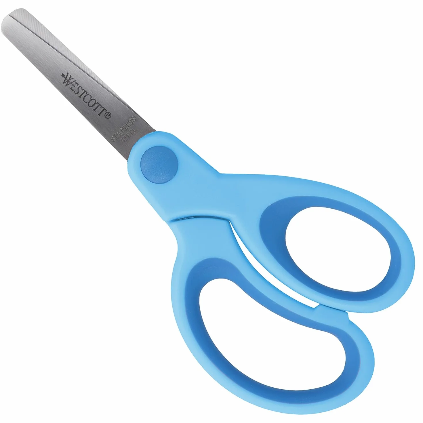 Westcott Tijeras para niños Softgrip azules para diestros | Mango ergonómico para niños en edad preescolar | 13 cm (5") ideales para manos infantiles | Punta redondeada | E-21581 00