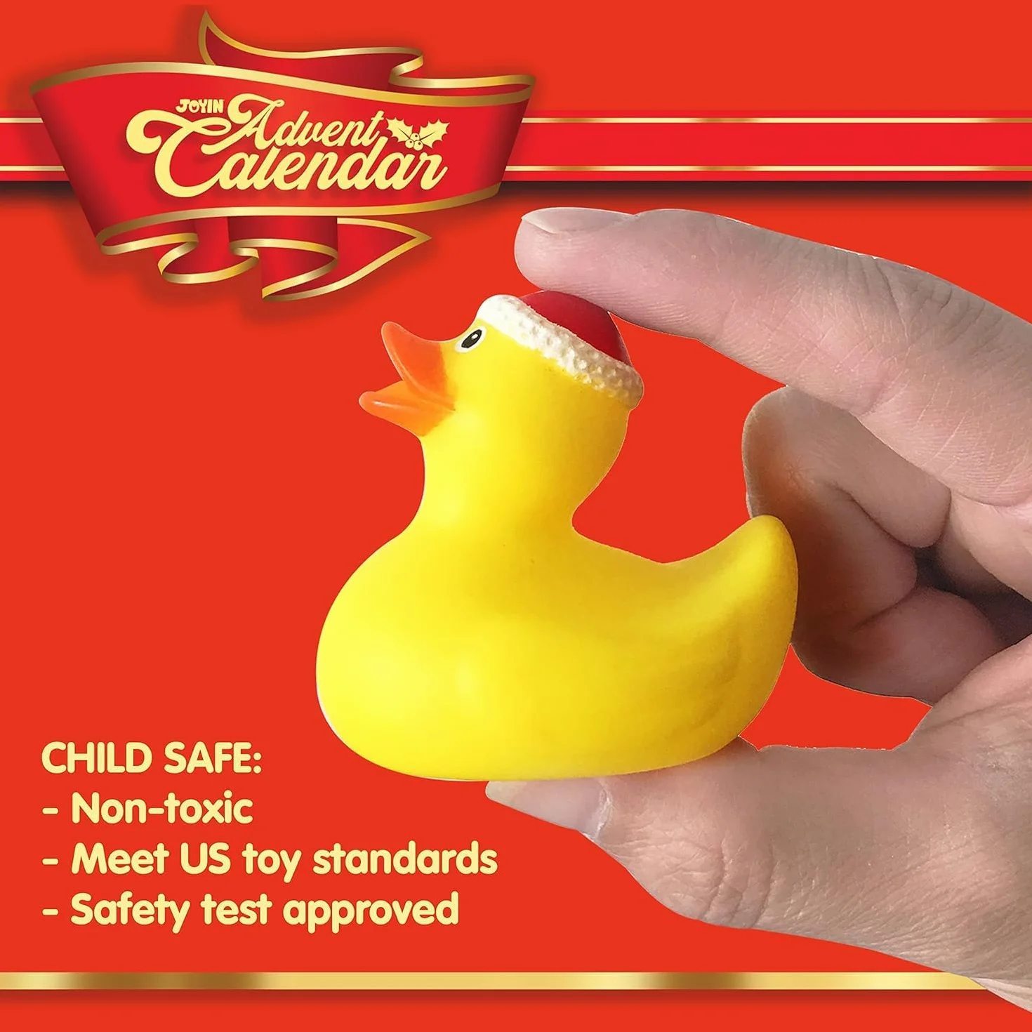 LATERN Calendario de Adviento 2025, Cuenta Regresiva Navideña de 24 Días con 24 Patitos de Goma Divertidos Juguetes de Baño Duckie para Navidad Decoración Favor de Fiesta Regalos (32 x 22cm)