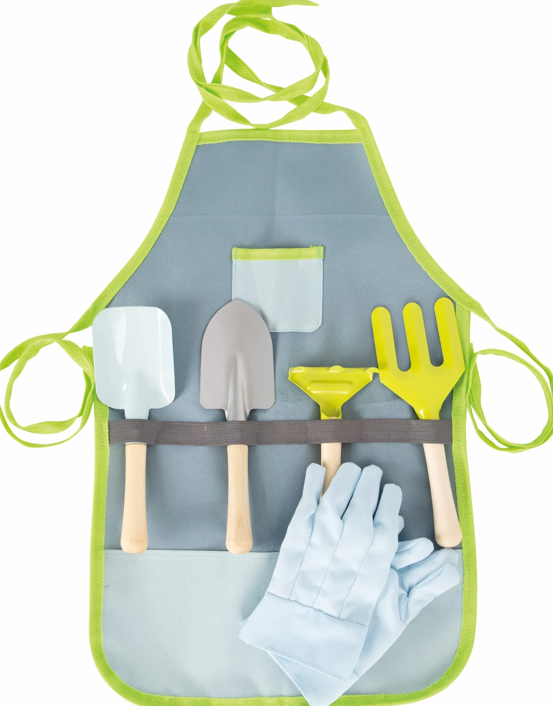 11881 Delantal con Herramientas de jardín, Small Foot, de Madera y Metal, Incl. Guantes para niños a Partir 3 años