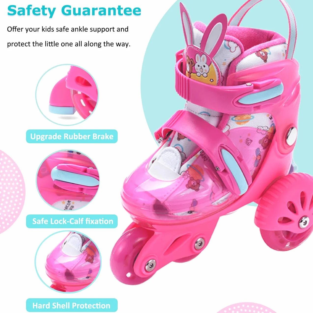 ERNAN Patines Roller Ajustables para Niños con Ruedas Luminosas
