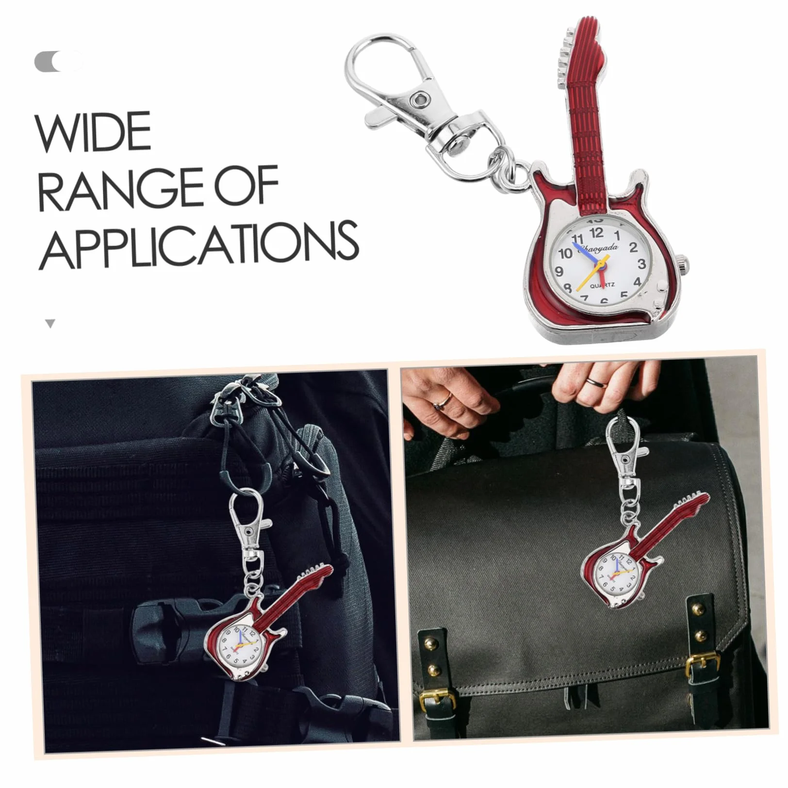 Reloj Llavero Forma de Guitarra para Niños, Reloj de Bolsillo de Cuarzo Compacto Portátil