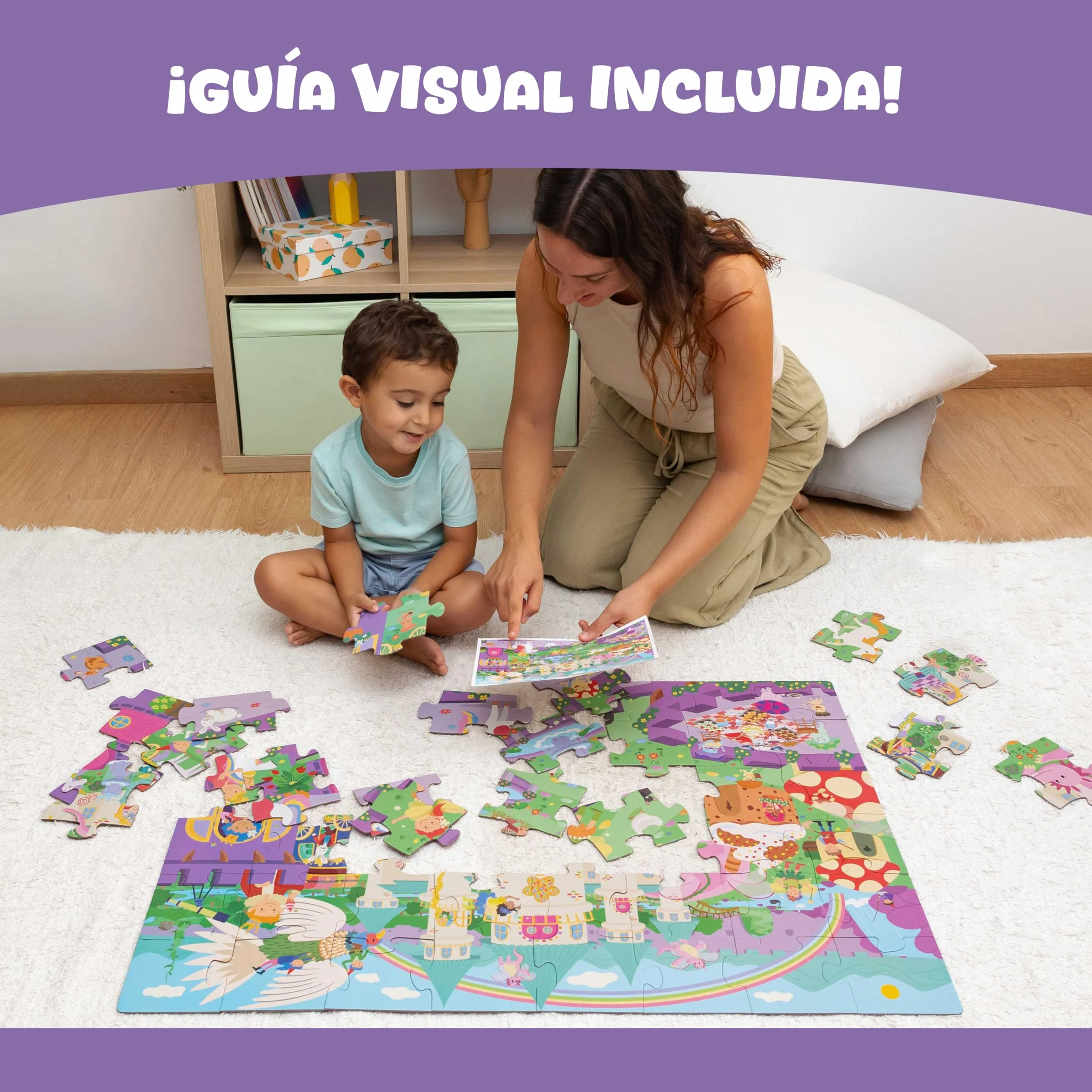 BONNYCO Puzzle Niños XXL Castillo de Fantasía 48 Piezas Gigante 92 x 62 cm Juguetes Educativos 2-8 Años
