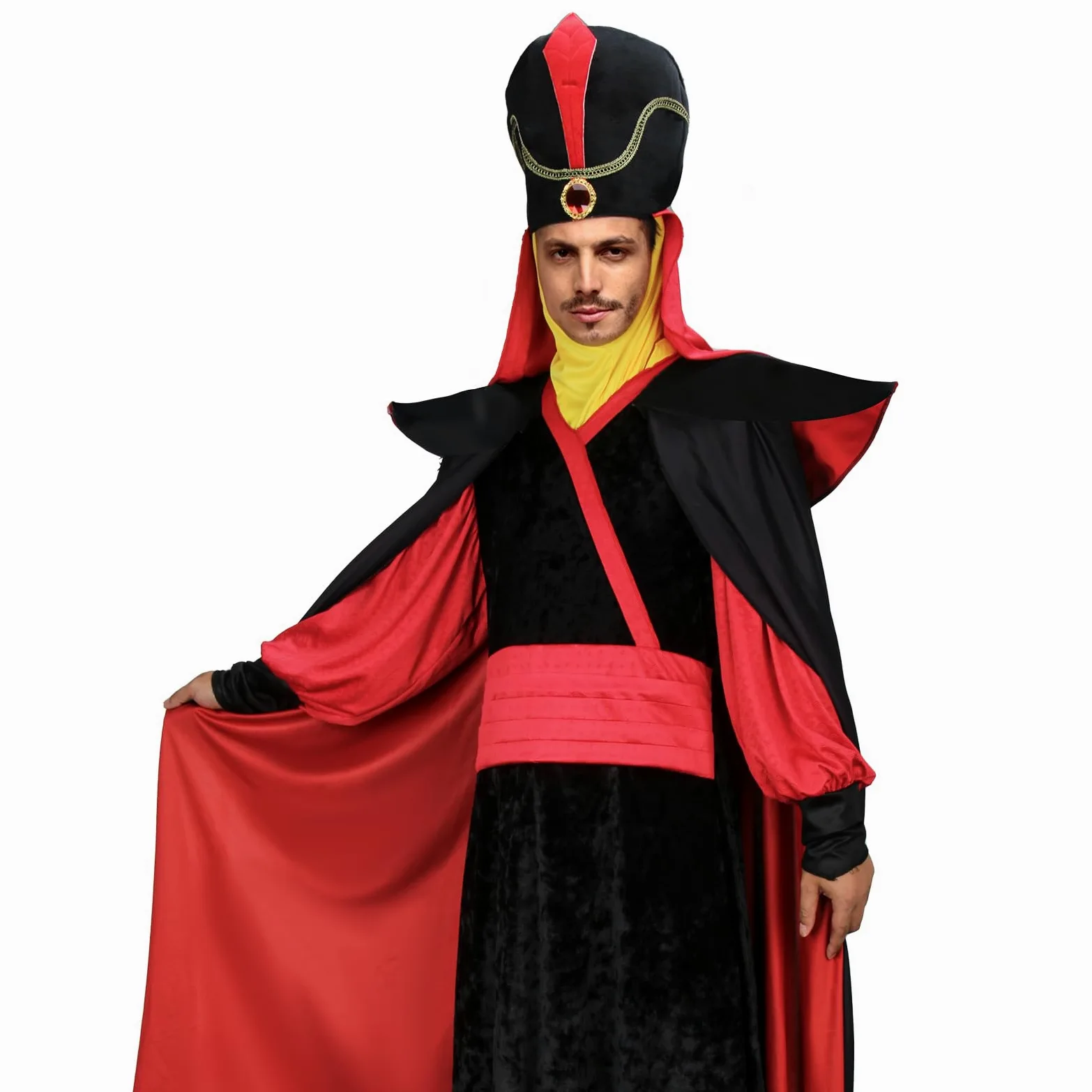 Adulto Cosplay Disfraz de Villano Árabe Túnica Capa Turbante Accesorios para Hombres Halloween Carnaval Fiesta Traje
