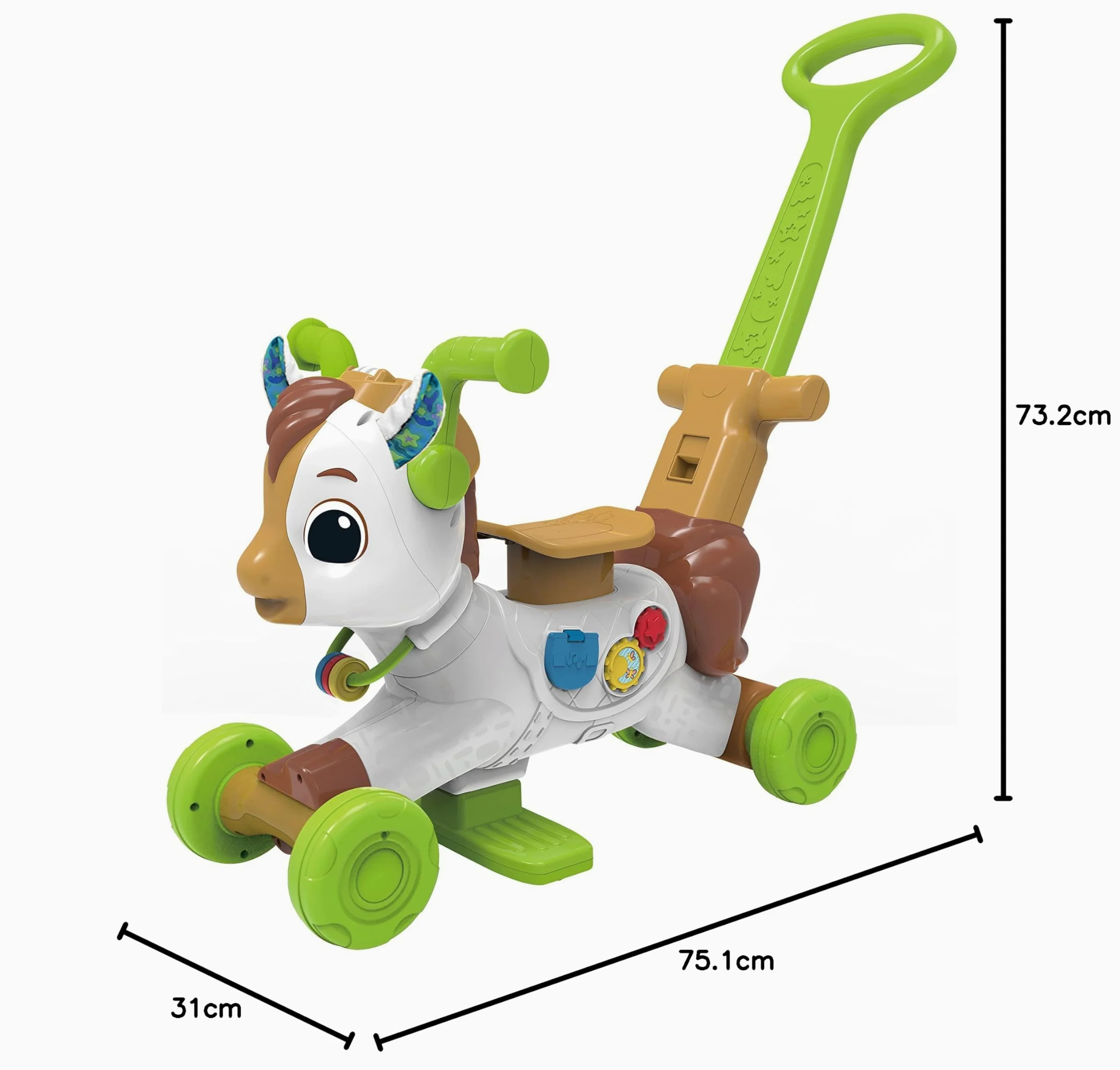 VTech - Caballito bebé Rueda y trota, Andador correpasillos 4-en-1 para bebés +12 Meses, Versión ESP
