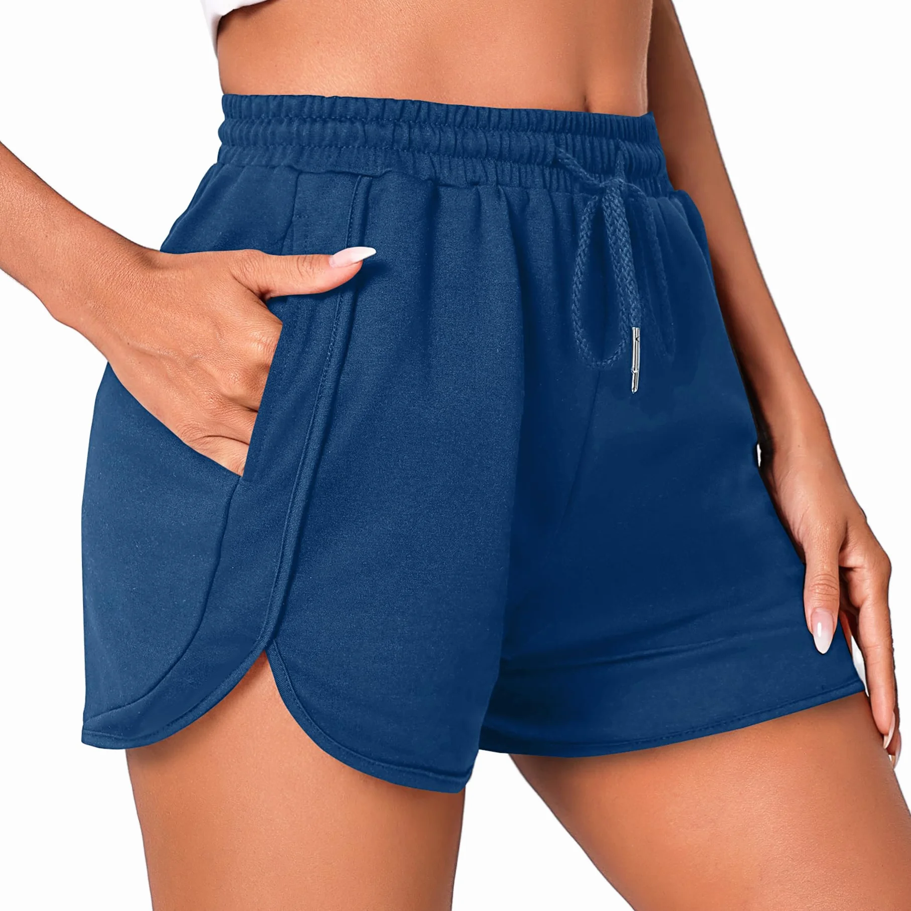 Litherday Shorts Mujer Deporte Verano Pantalón Corto Deportivo Algodón con Bolsillos y Cordón Ajustable S-XXL