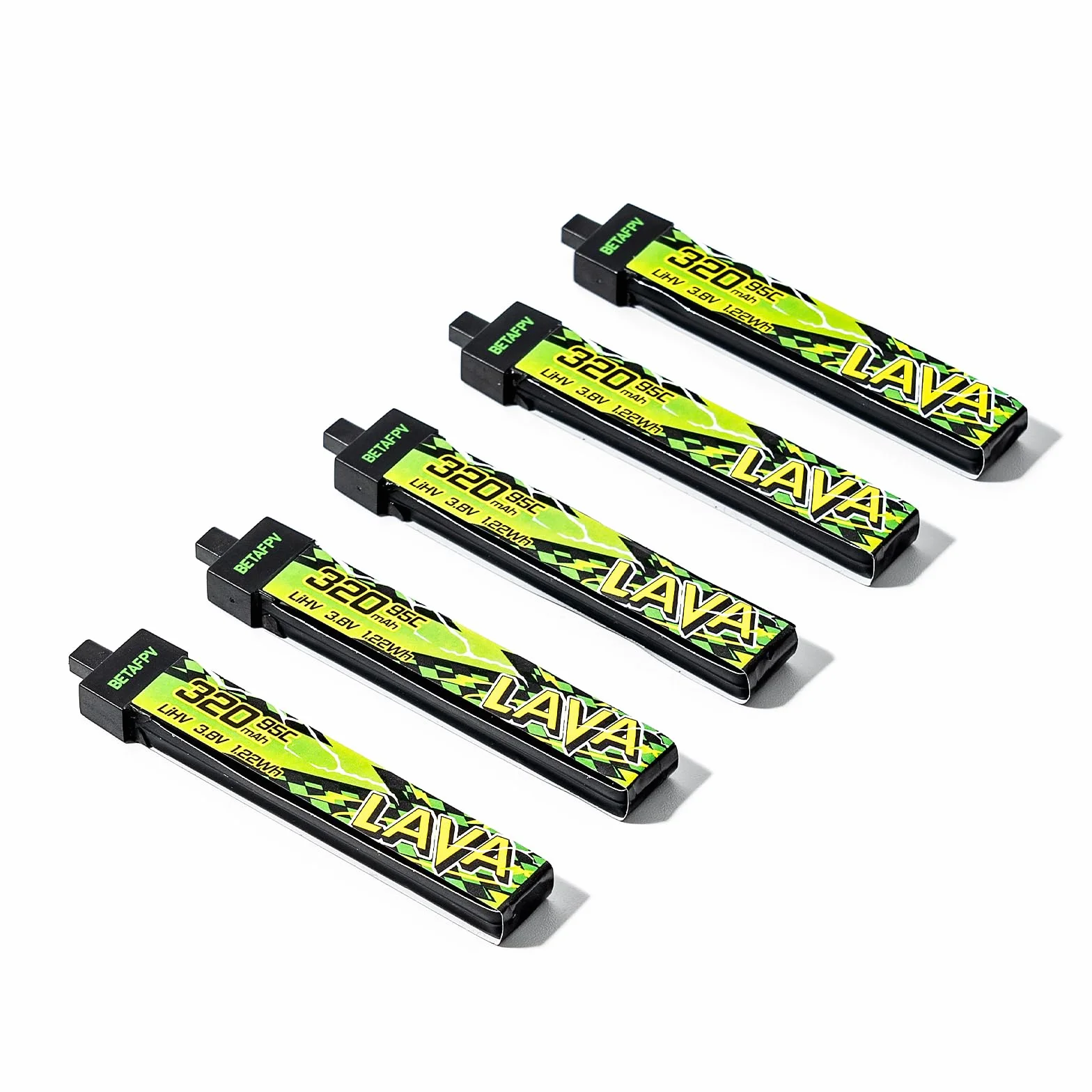 BETAFPV 5pcs Lava II 1S 320mAh Battery 3.8V 95C LiHV Battery with BT2.0 Connector Compatible with 1S Tiny Whoop Drone Quadcopter Like Cetus FPV Kit, Air65, Meteor65 Pro 1S Brushless Drones