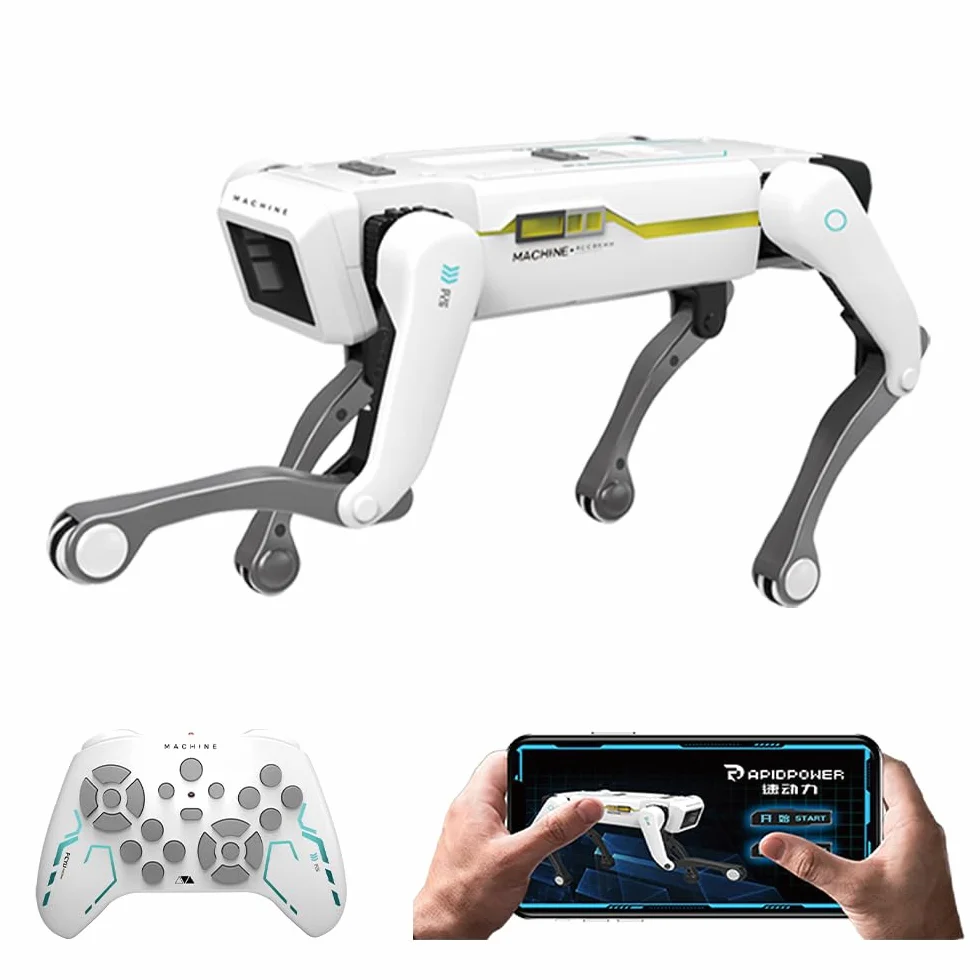 Robot perro juguete teledirigido para niños de 3 a 12 años, perro robot inteligente admite control de aplicación, puede programar, bailar, música e interactuar