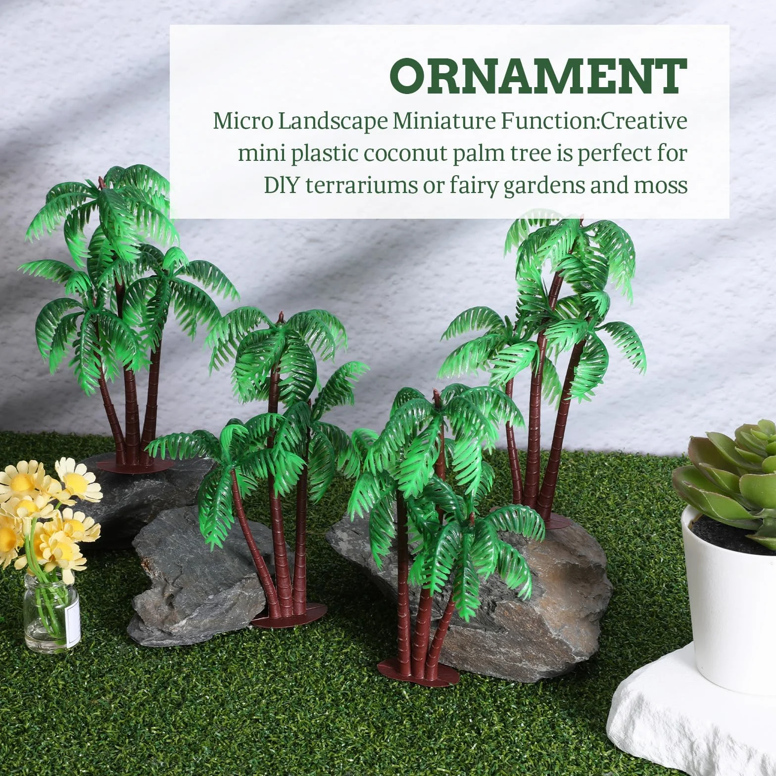 Bewudy 10 Piezas de Modelo de Palmera en Miniatura, Mini Figuras de Palmera, Modelo de Mesa de Arena, Modelos de Plantas Verdes, simulación, Manualidades, decoración de Pasteles para