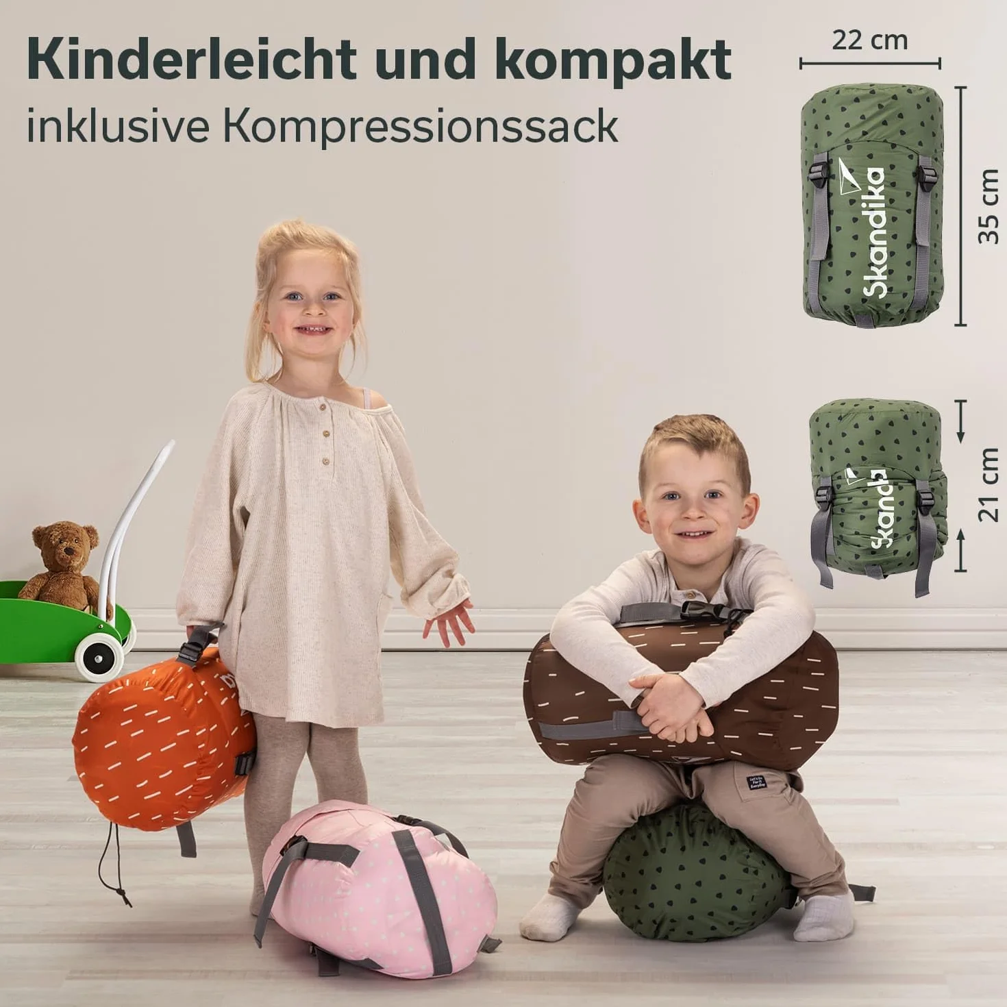 Skandika Saco de Dormir Infantil Soti | hasta 150 cm, de algodón, Lavable a máquina, Saco de Dormir para niños