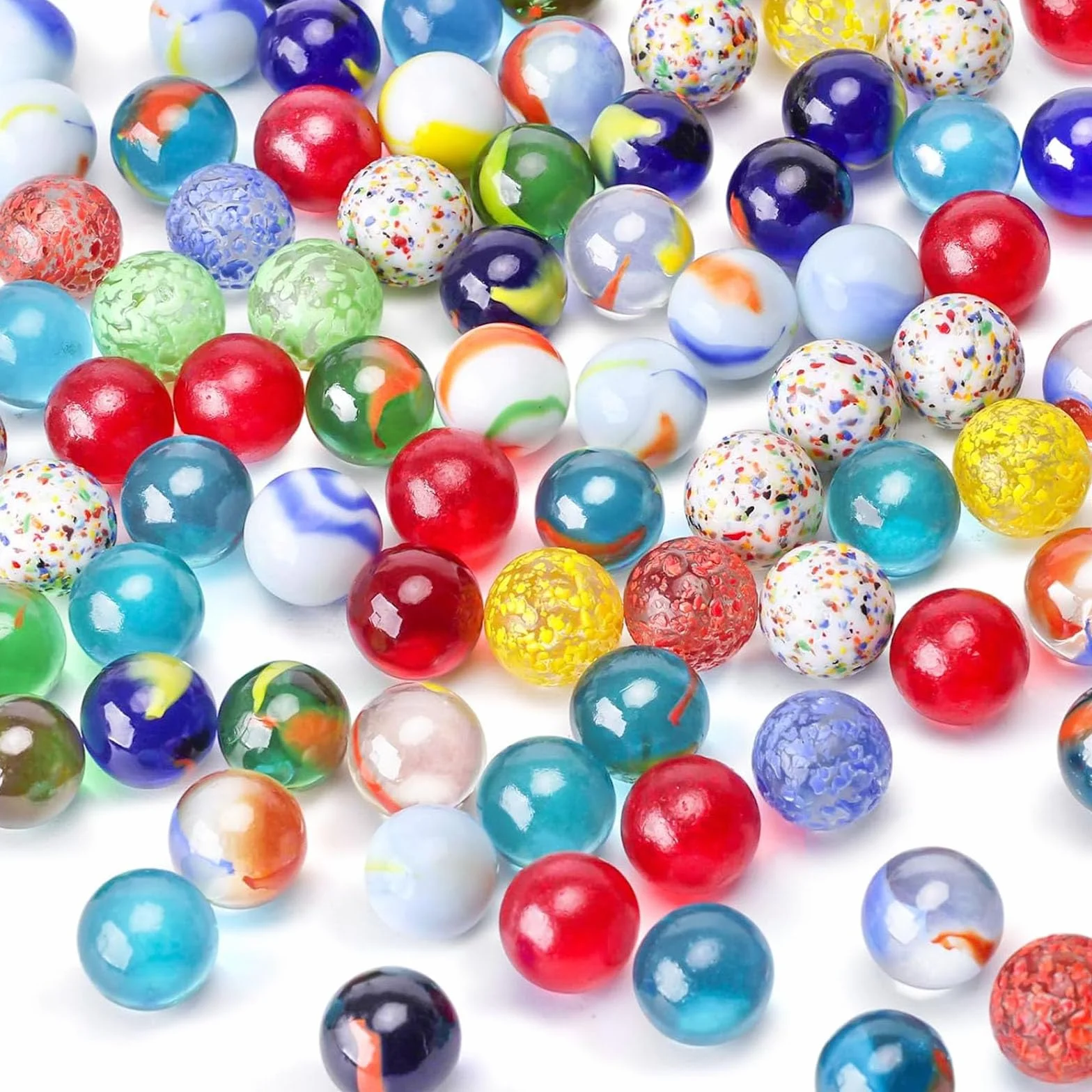 HAKACC 80 Canicas de Cristal Pequeñas, Juego de Canicas, 16 mm, Coloridas para Máquina de Juegos, Decoración de Plantas, Pista de Canicas