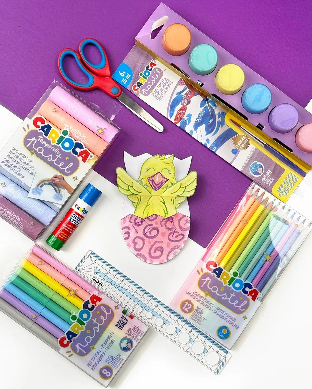 Carioca Témperas sólidas Pastel Temperello| Perfectas para el Colegio Temperello | Colores brillantes y cubrientes | 8 piezas