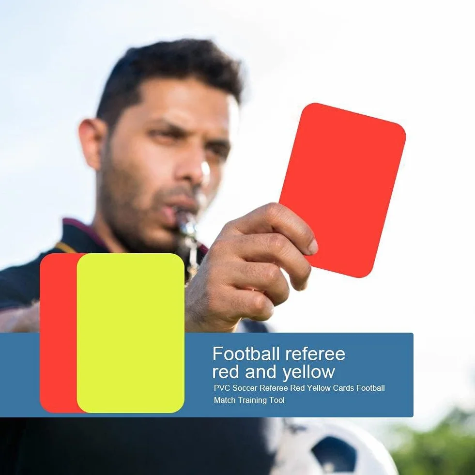Juego de Tarjetas de Árbitro Deportivo de Fútbol - Tarjeta Roja PCV y Amarilla con Bolígrafo
