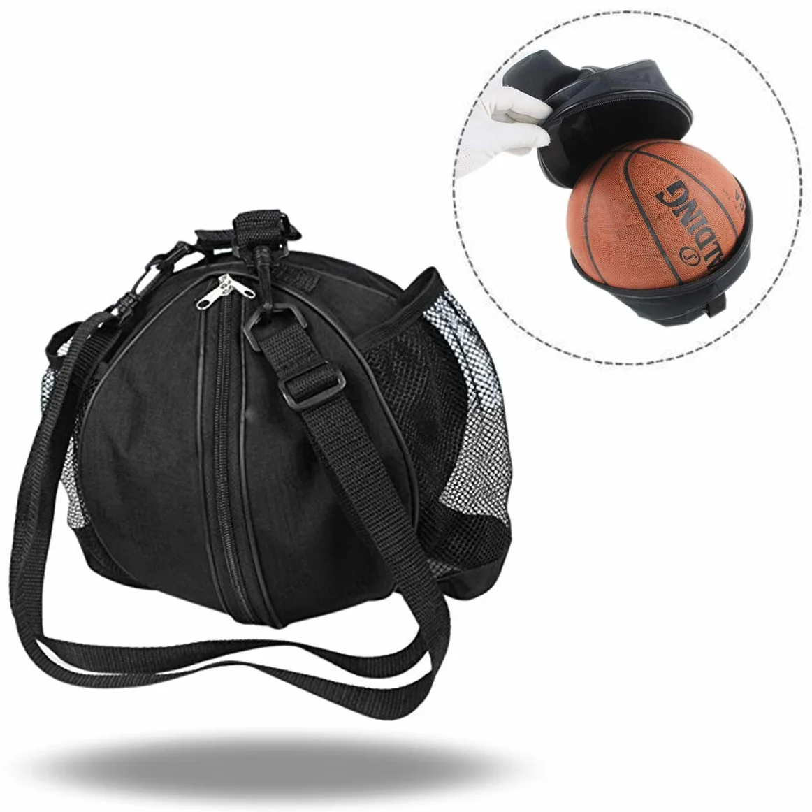 Bolsas de Hombro para Baloncesto Entrenamiento Accesorios Deportivos Negro