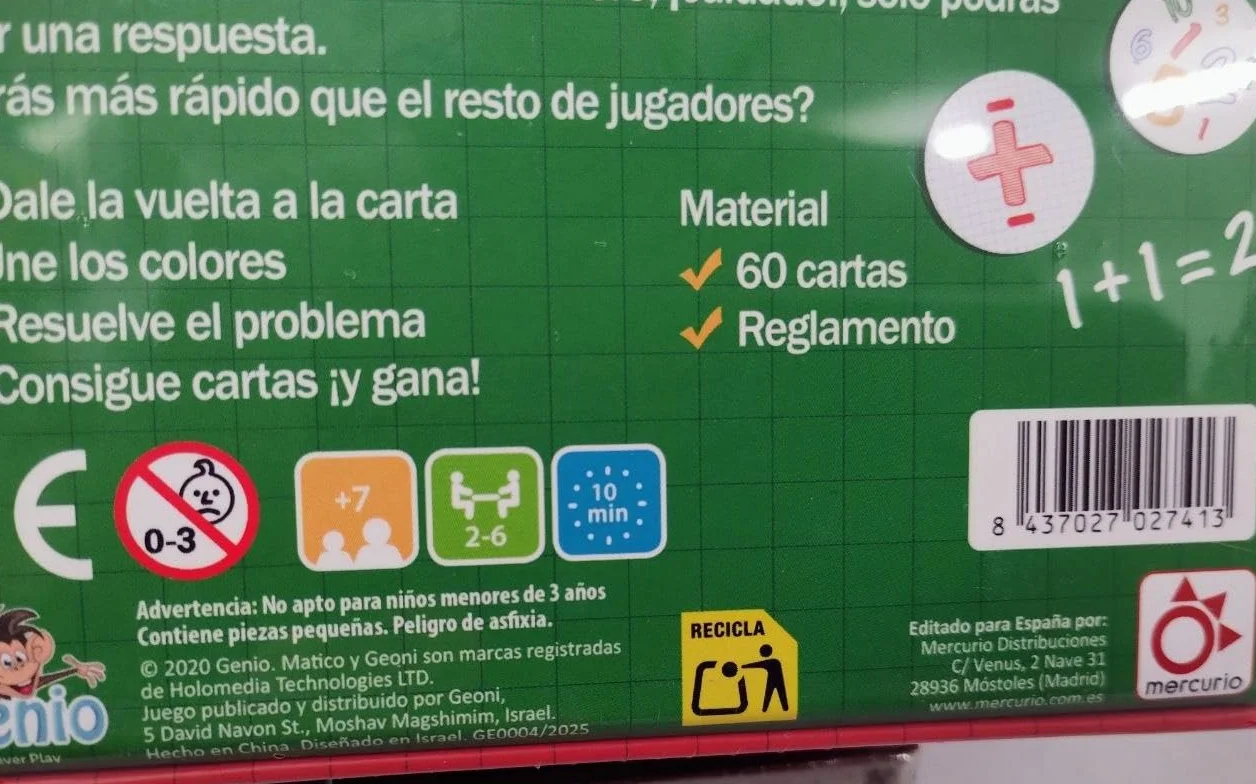 Juego de Cartas Matico