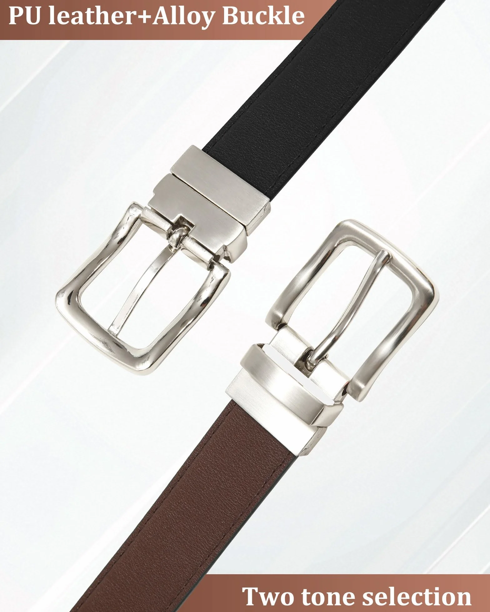 Kajeer Cinturón Reversible para Niños Negro y Marrón 30mm Cuero PU Uniforme Escolar