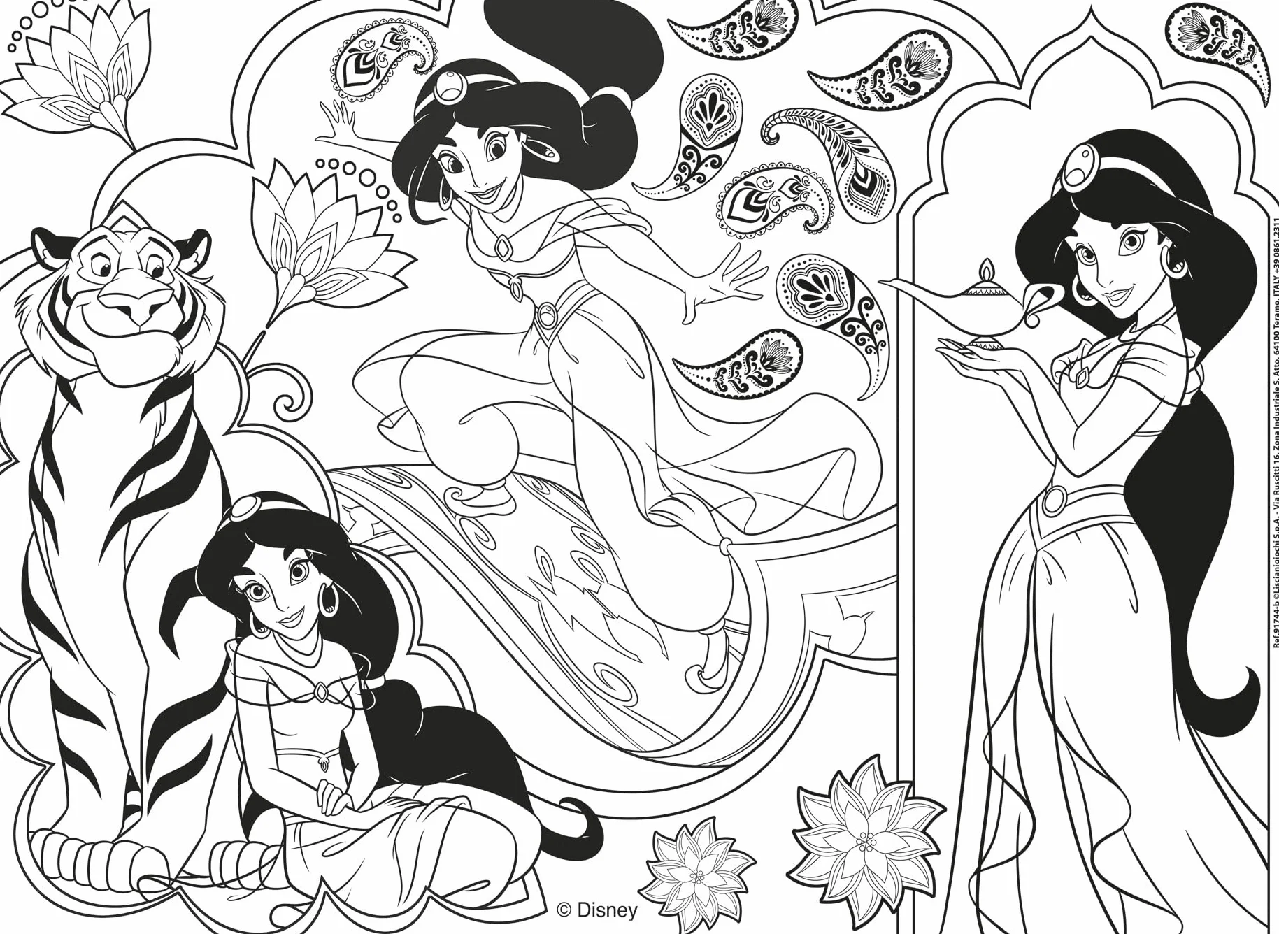 Lisciani Puzzle Disney Princesas 4x48 Piezas 2 en 1 Doble Cara para Colorear 192 Piezas