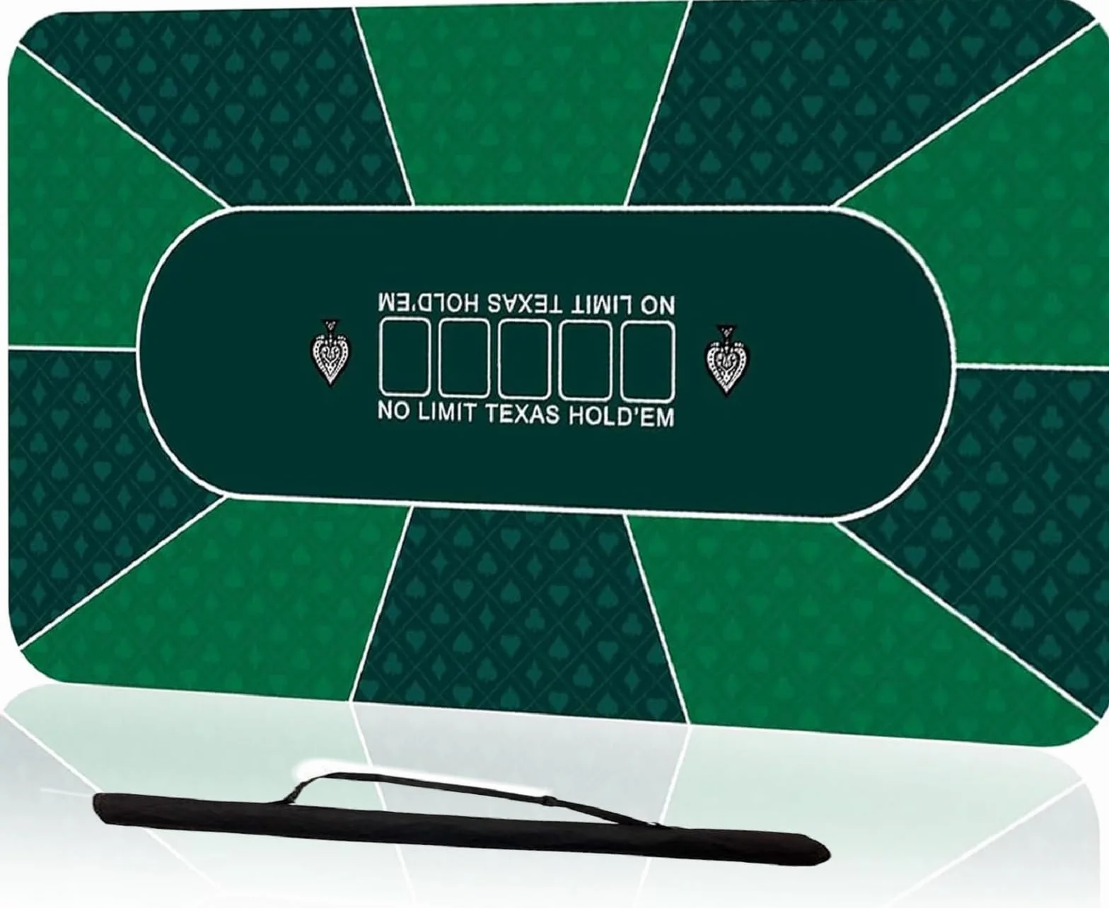 Tapete de póquer para 10 jugadores, 180 x 90 cm, tapete de goma Texas Hold'em, diseño plegable portátil para mesas con bolsa de transporte para juegos de póquer