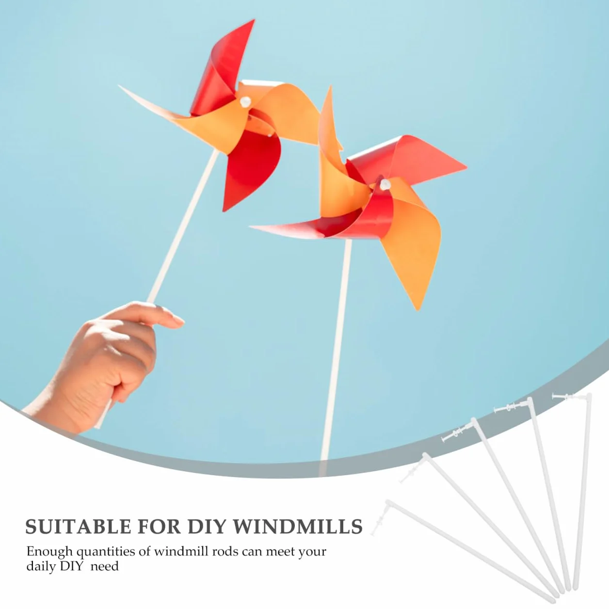 10Piezas Varillas de Molinos de Viento Varillas de Repuesto de Plástico para Hacer Molinetes Accesorios de para Manualidades Decorativas