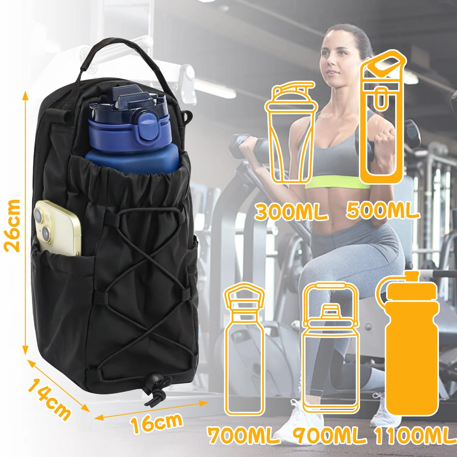 LZDMY Bolsa Deportiva Magnética con Soporte para Botella, Correa Ajustable, para Hombre y Mujer