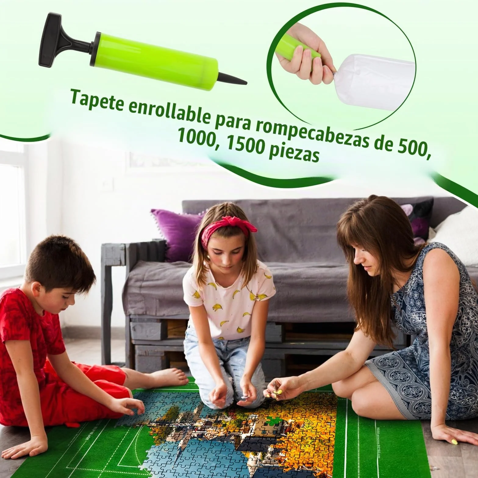 VFANDV Puzzle Mat, Fieltro Tapete Puzzle 500 1000 1500 Piezas, Estera de Rompecabezas Portátil 66 x 116 cm