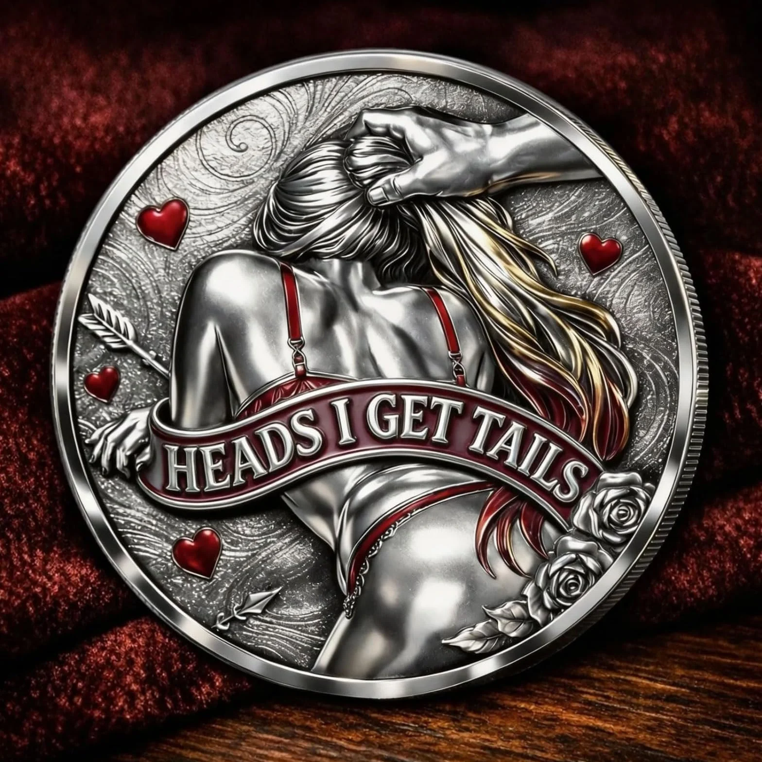 Moneda Conmemorativa Cara, Saco Cruz/Cruz, Saco Cara, Divertidas Monedas de Desafío Cara y Cruz, Ficha de la Suerte de Doble Cara, Cara, Saco Cruz, Regalo de Broma para San Valentín (C-10PCS)
