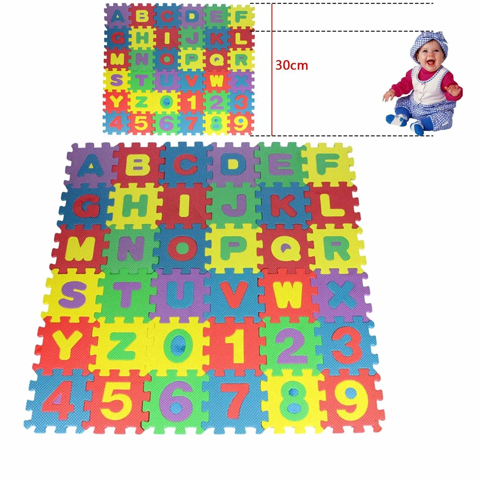 Genérico Alfombra de Juego para bebés de 36 Piezas, Alfombra de Juego para niños con Alfabeto y números, Rompecabezas de Piso Grueso de EVA con Antideslizante y Resistente al Agua, Rompecabezas