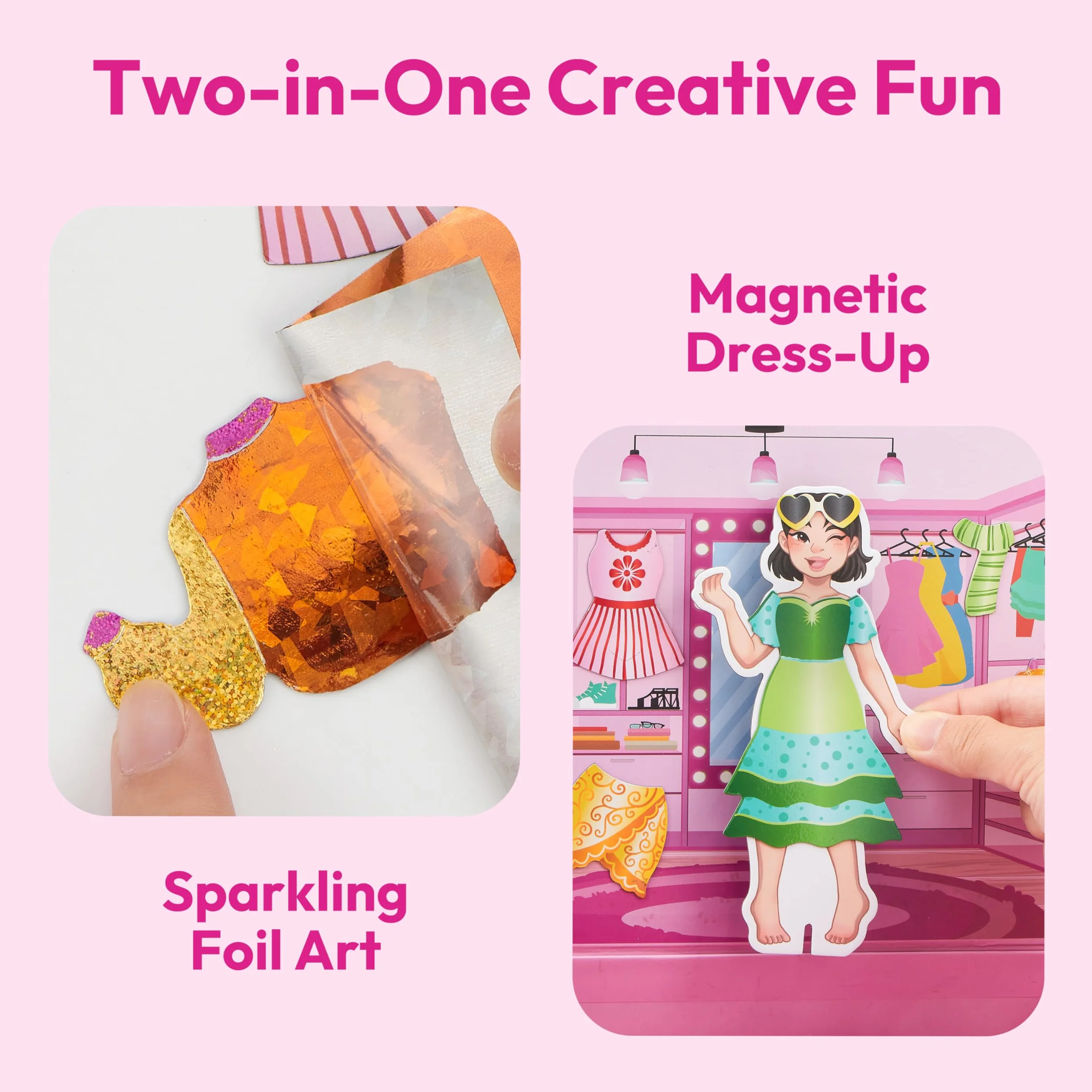 Klever Kits Muñecas magnéticas de vestir para niñas a partir de 4 años, juego de estilo de lujo con 5 muñecas de princesa, más de 60 trajes magnéticos y accesorios de aluminio, libro de actividades