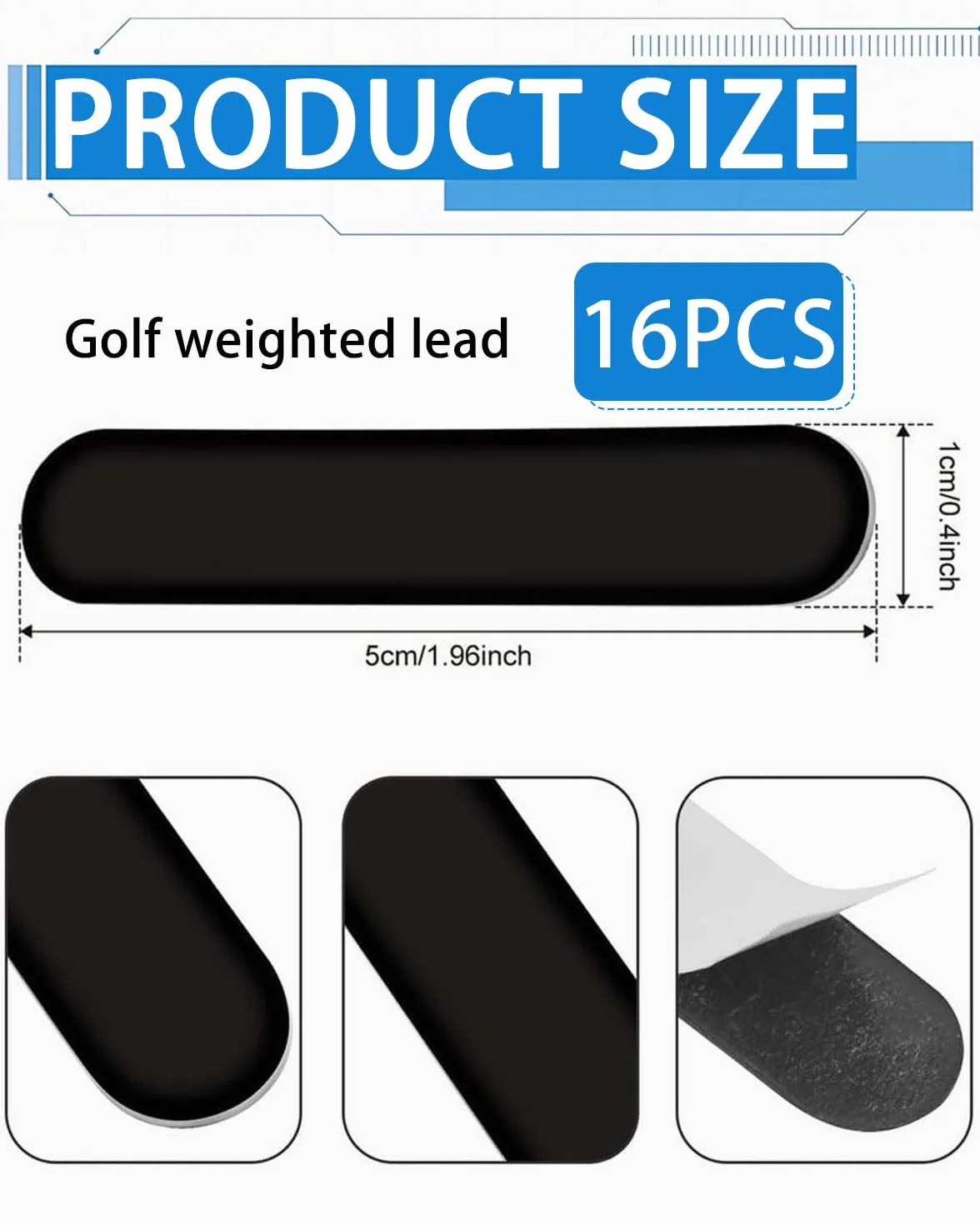 Cinta de Plomo Adhesiva de Tenis 5g Negro para Aumentar Contrapeso Protección Borde Paleta Pickleball