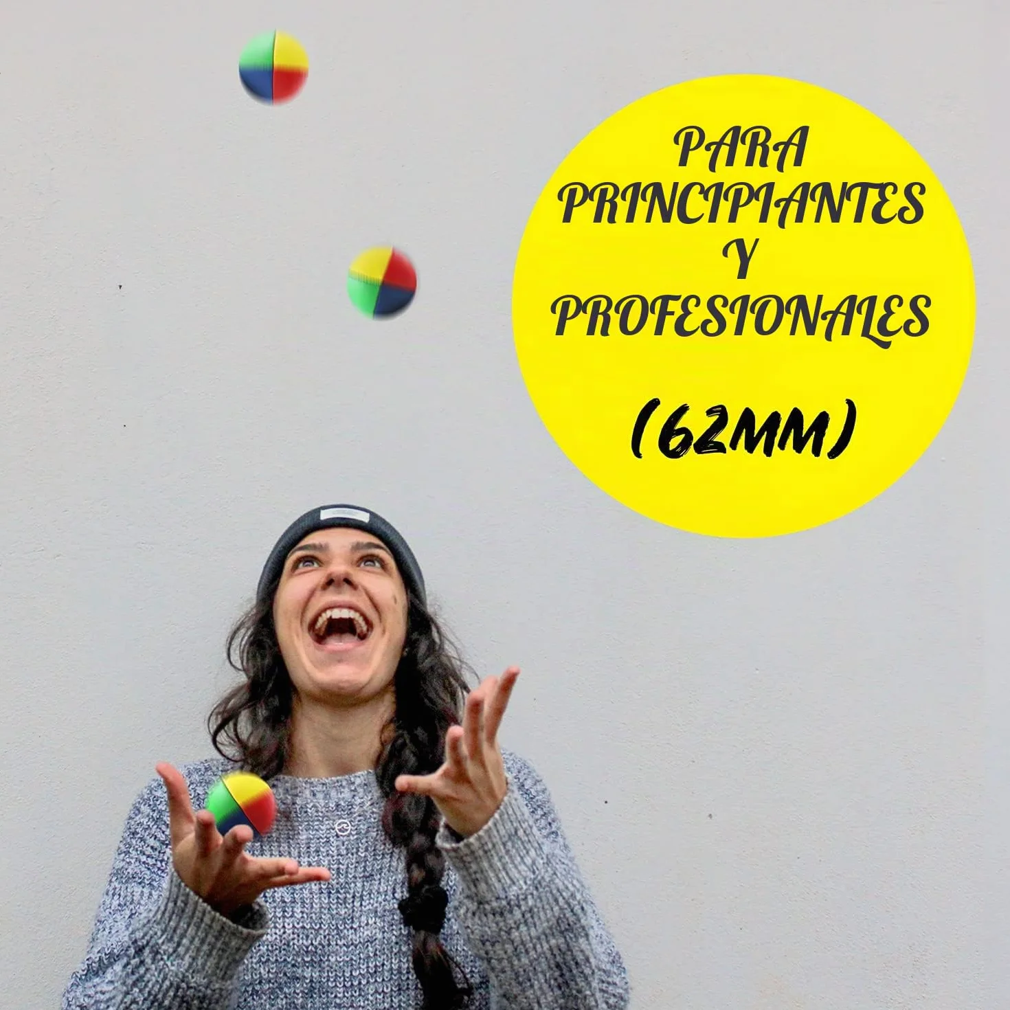 Diabolo Freizeitsport Juego de 3 pelotas de malabares de 62 mm con mijo de pájaro sostenible, piel sintética impermeable, ideal para niños y principiantes