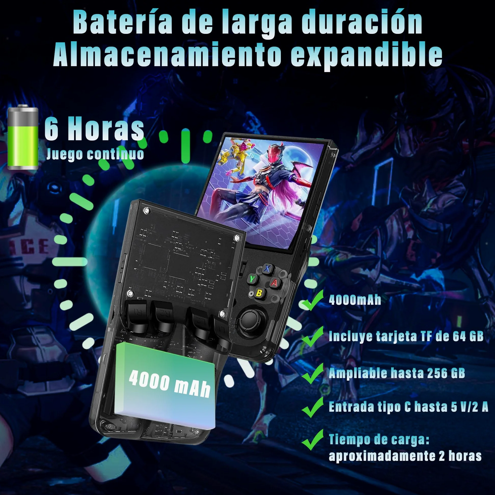 Brown Rubber Bear Consola Retro Portátil R36MAX 2026 con más de 15.000 juegos y Funda Protectora, Pantalla IPS HD de 4 pulgadas, 64 GB de Memoria, Batería de 4000 mAh hasta 6 h, Linux optimizado.