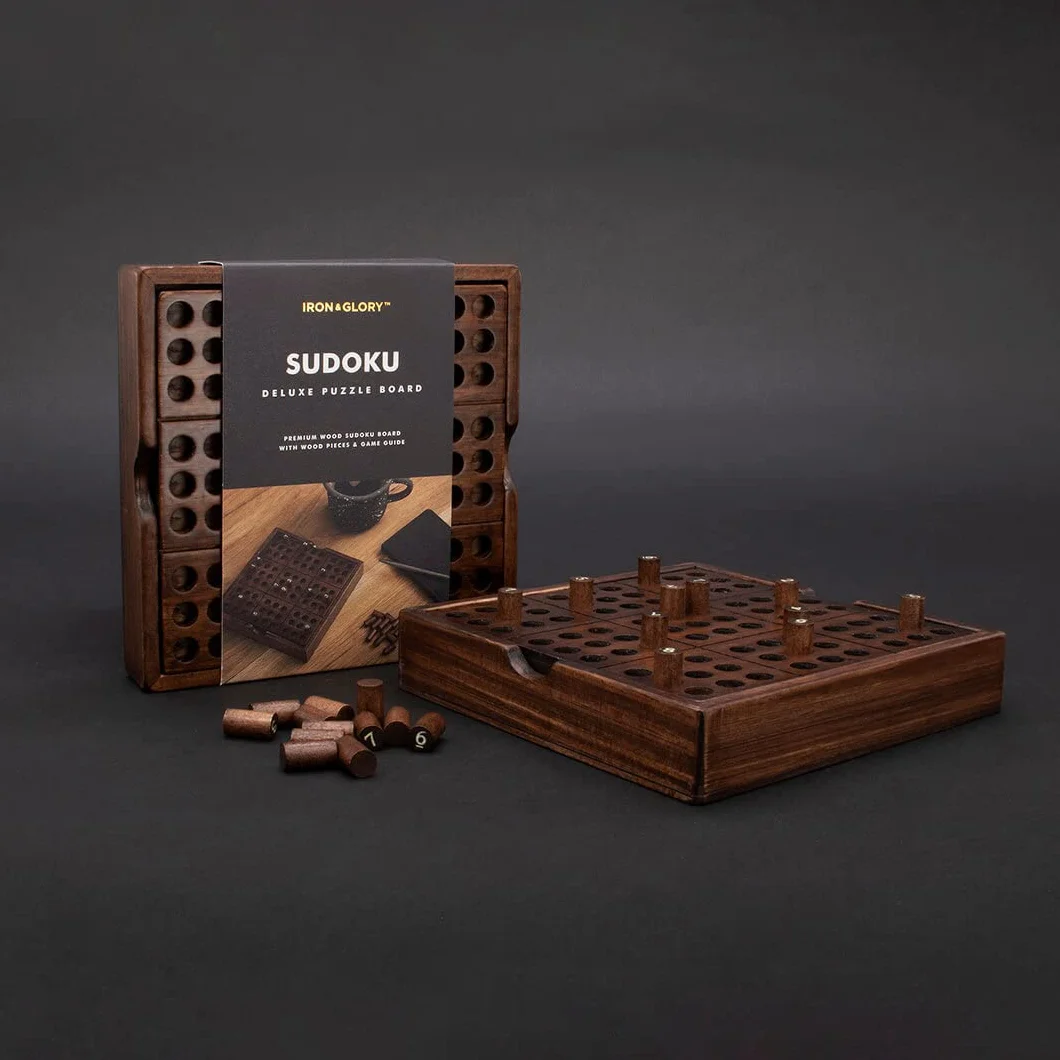 Iron & Glory Juego de Sudoku Rompecabezas de Madera para Adultos Juegos de Mesa de Acertijos Portátiles