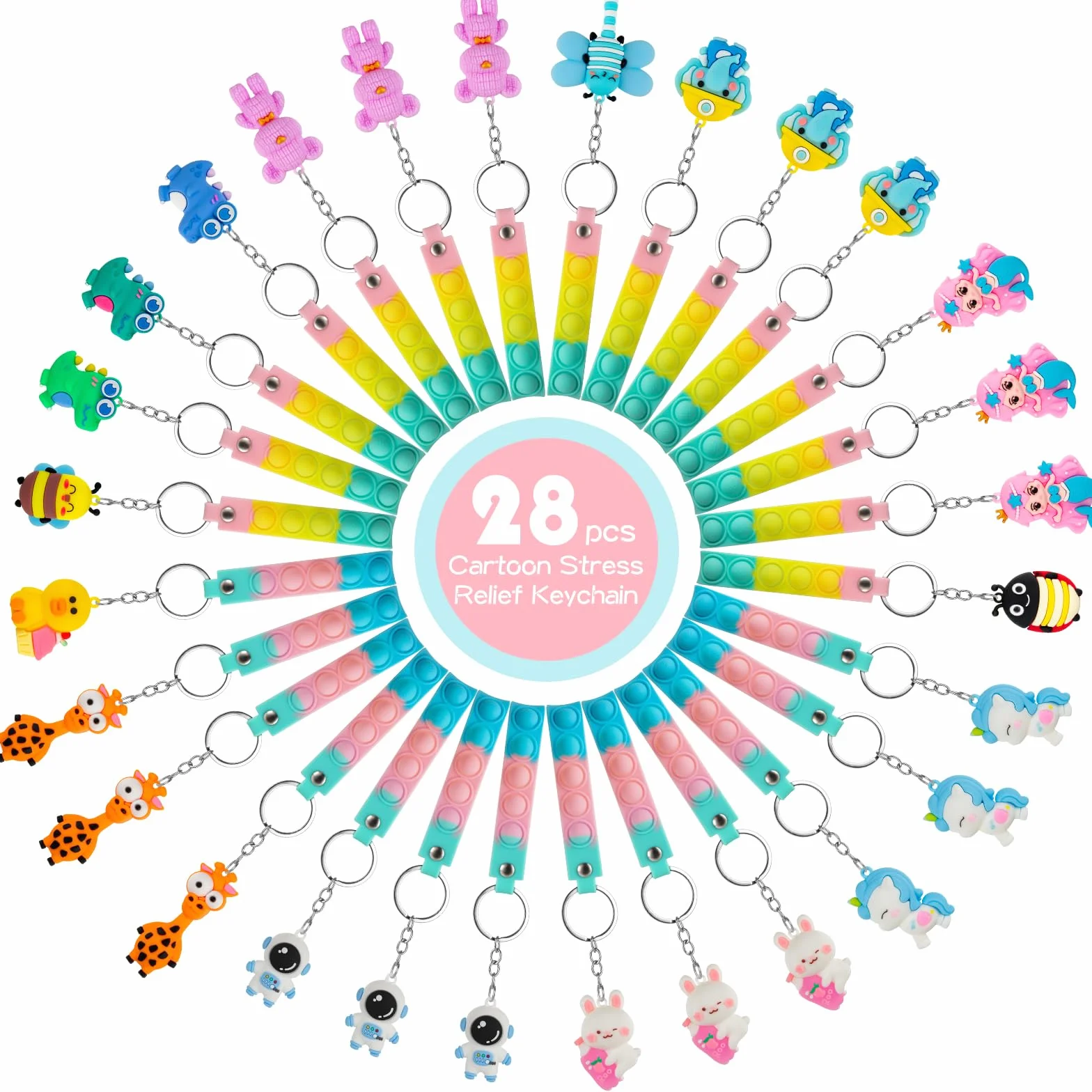 Pop It Fidget Toy con Llaveros de Animales, Regalos Cumpleaños Niños Colegio